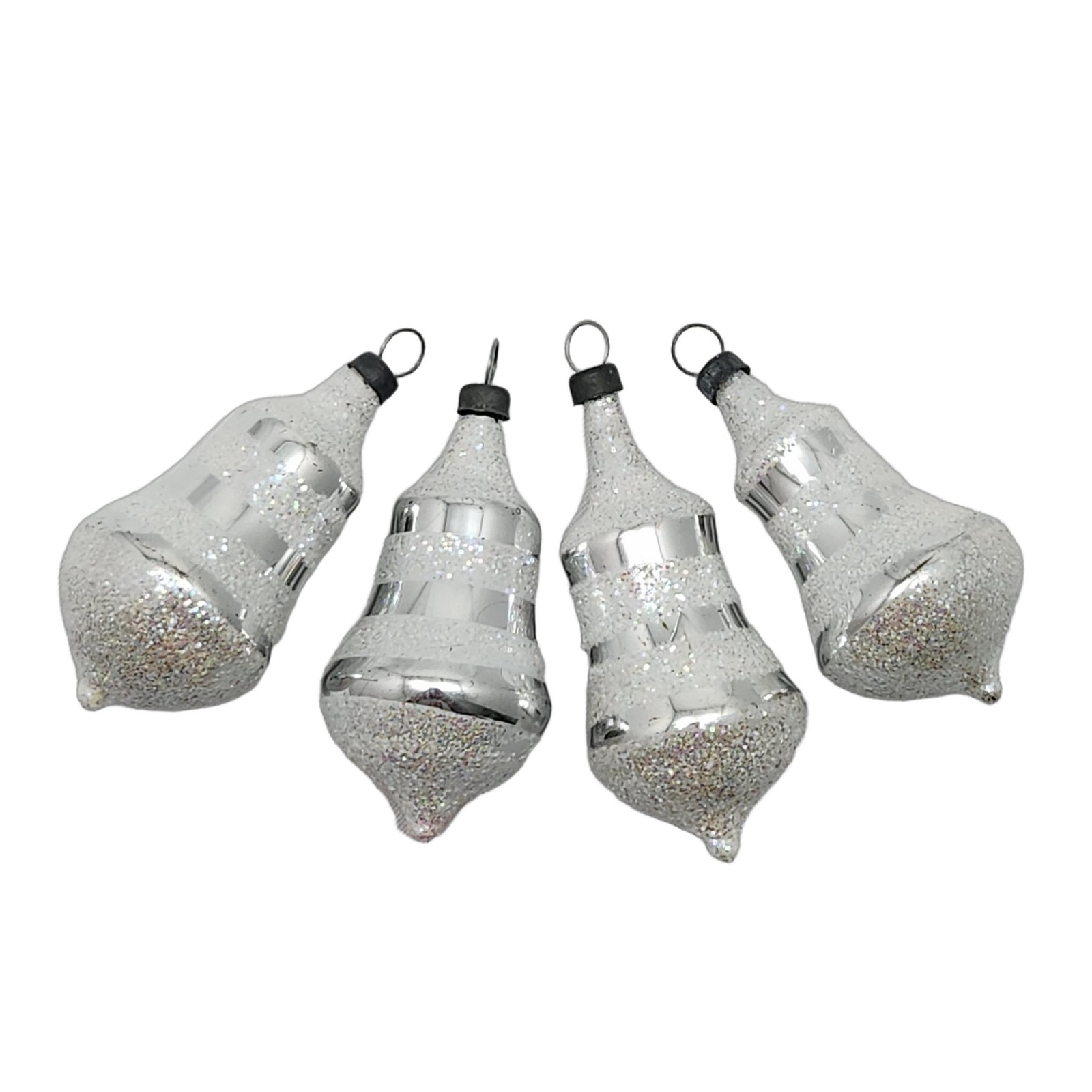 Set x4 Vtg Germany Mercury Glass Teardrop Ornaments 2\ Set x4 Vtg Germany Mercury Glass Teardrop Ornaments 2\