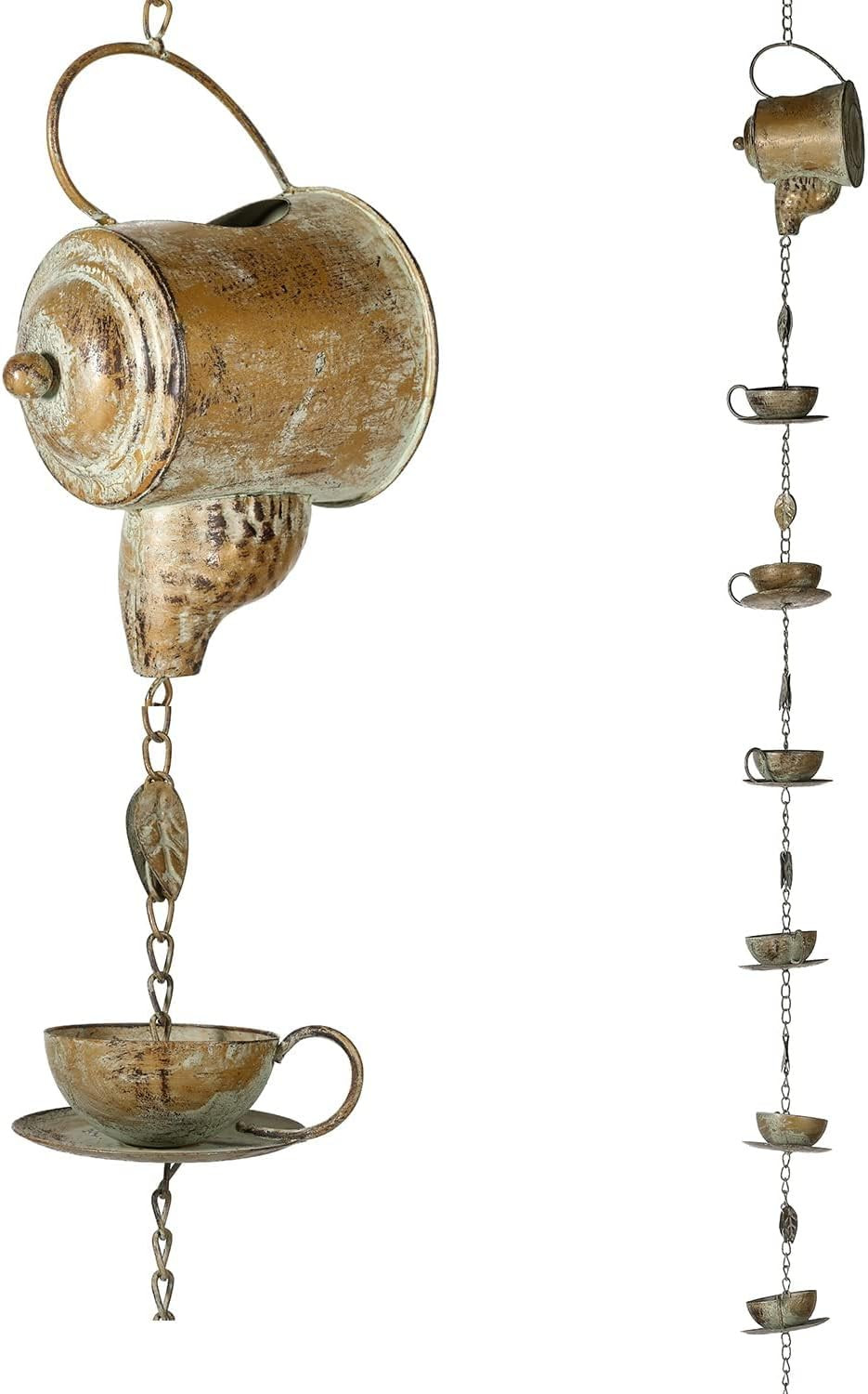 8.5Ft Teapot & Teacups Rain Chain, Rain Chains for Outside 8.5Ft Teapot & Teacups Rain Chain, Rain Chains for Outside