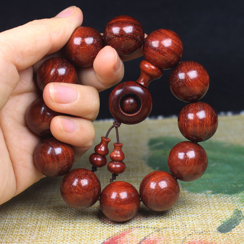 20mm*12 Prayer Beads Natural Grade A Wood Bangle Buddhist Luck Bracelet Rosary