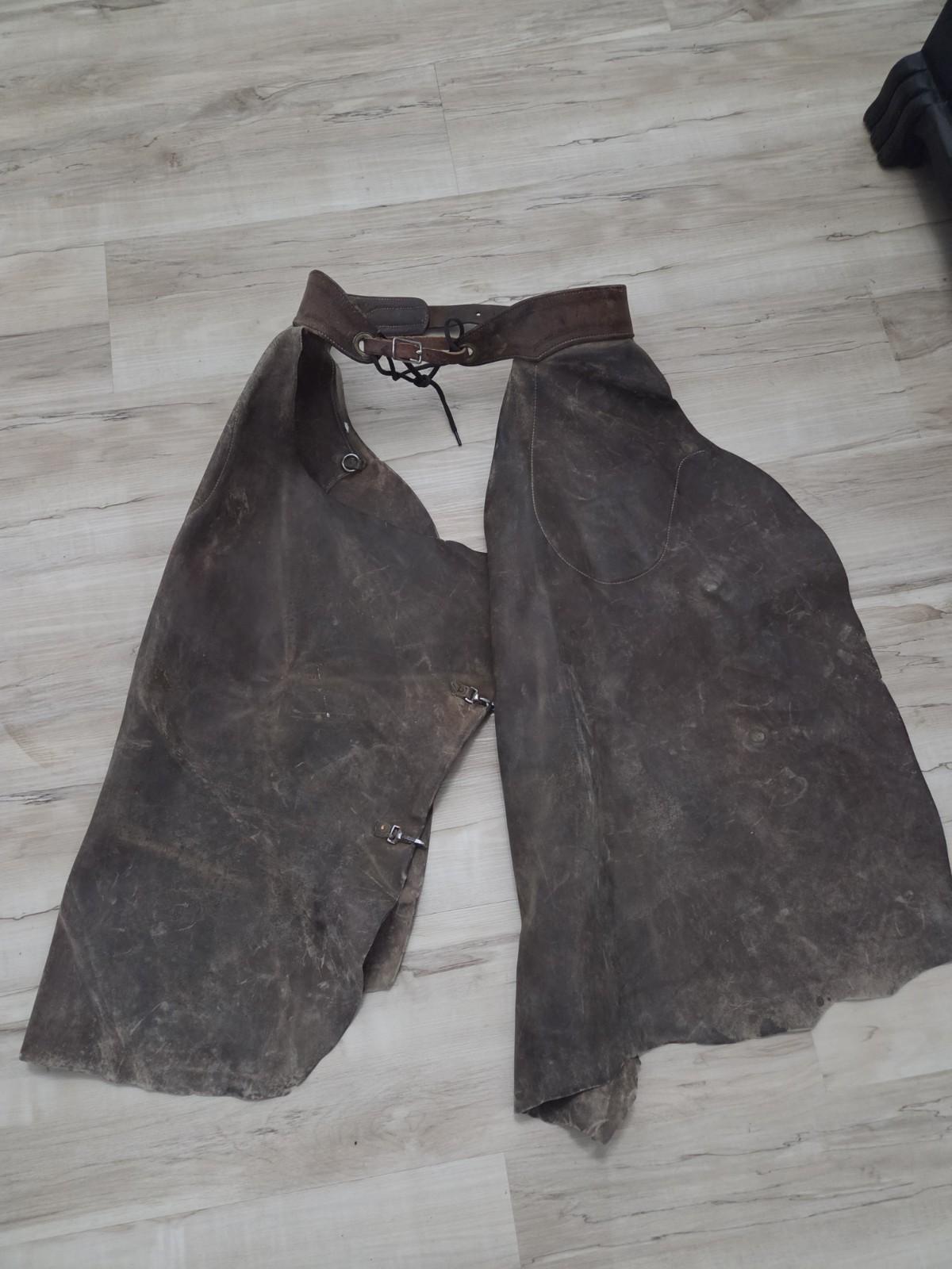Vintage Cowboy Chaps Leather Worn Brown Western Collectible Decor Or Use Leather