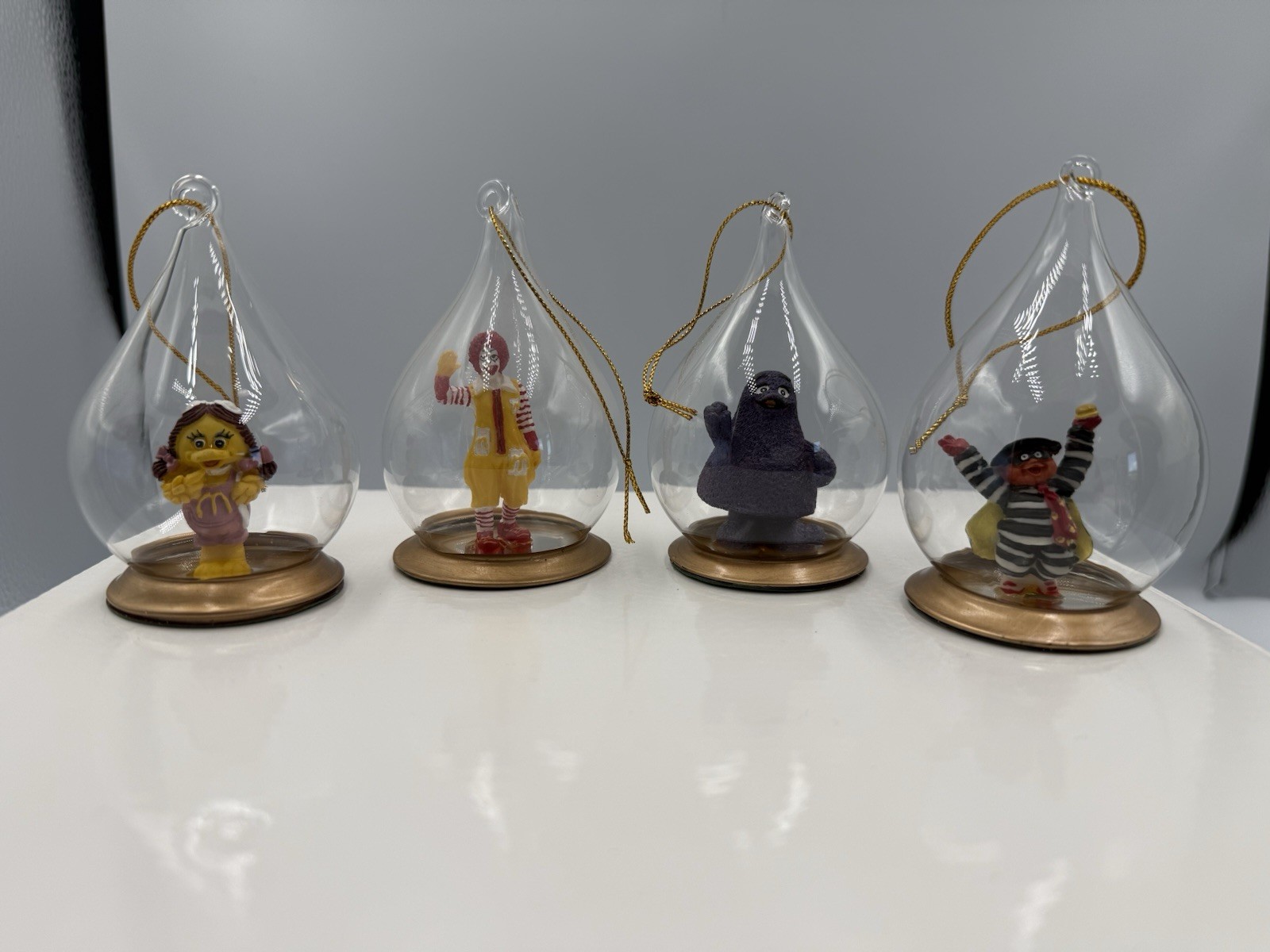 McDonald\'s Rare Teardrop Christmas Ornaments-Ronald, Grimace, Hamburgler, Birdie McDonald\'s Rare Teardrop Christmas Ornaments-Ronald, Grimace, Hamburgler, Birdie