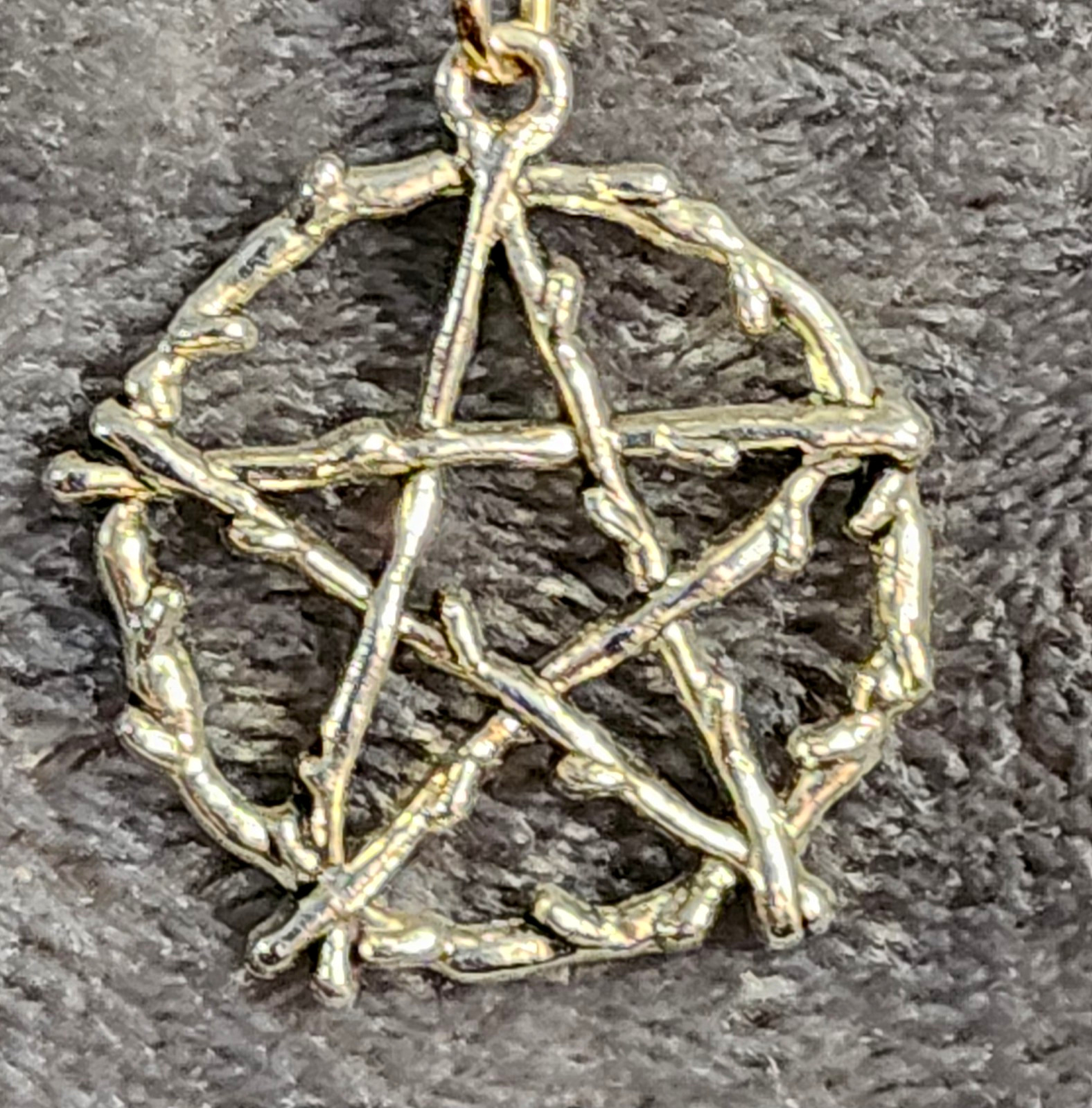 Silver Tone Pentacle Pentagram Pendant Necklace with Chain Wicca Pagan