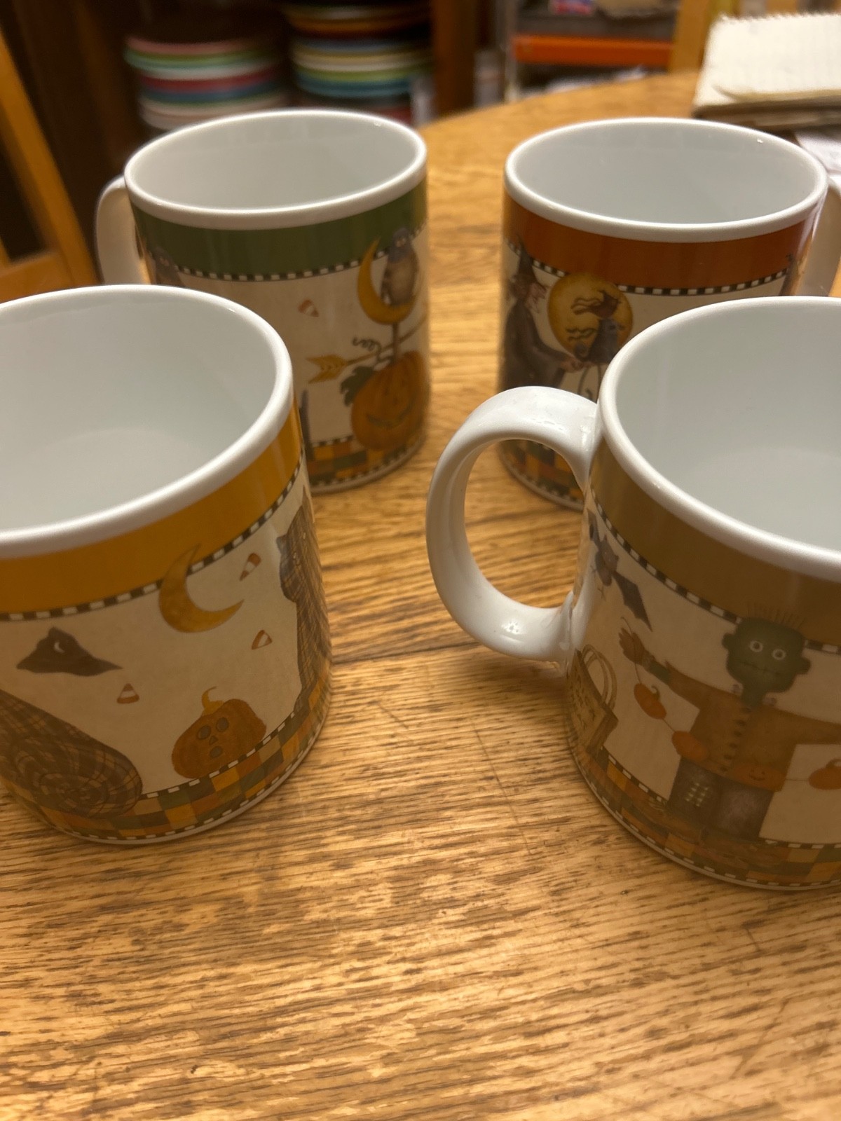 Vintage Debbie Mumm Sakura 1990s Nostalgia Halloween Mugs COMPLETE SET of 4 Vintage Debbie Mumm Sakura 1990s Nostalgia Halloween Mugs COMPLETE SET of 4