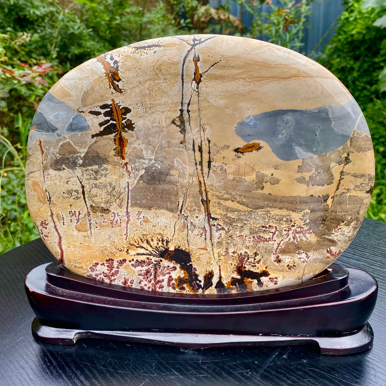 6.1LB  Natural Chinese tree like limestone image, stone Guohua ball
