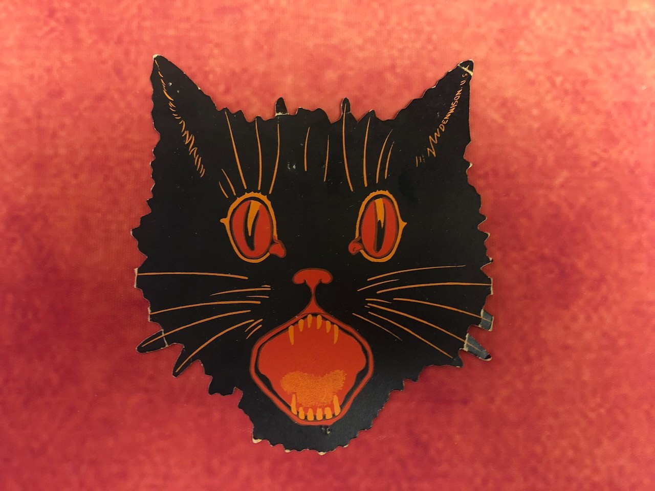 Vtg 1920s Dennison Halloween Growling Black Cat Diecut Paper Orange Eyes 5 Vtg 1920s Dennison Halloween Growling Black Cat Diecut Paper Orange Eyes 5