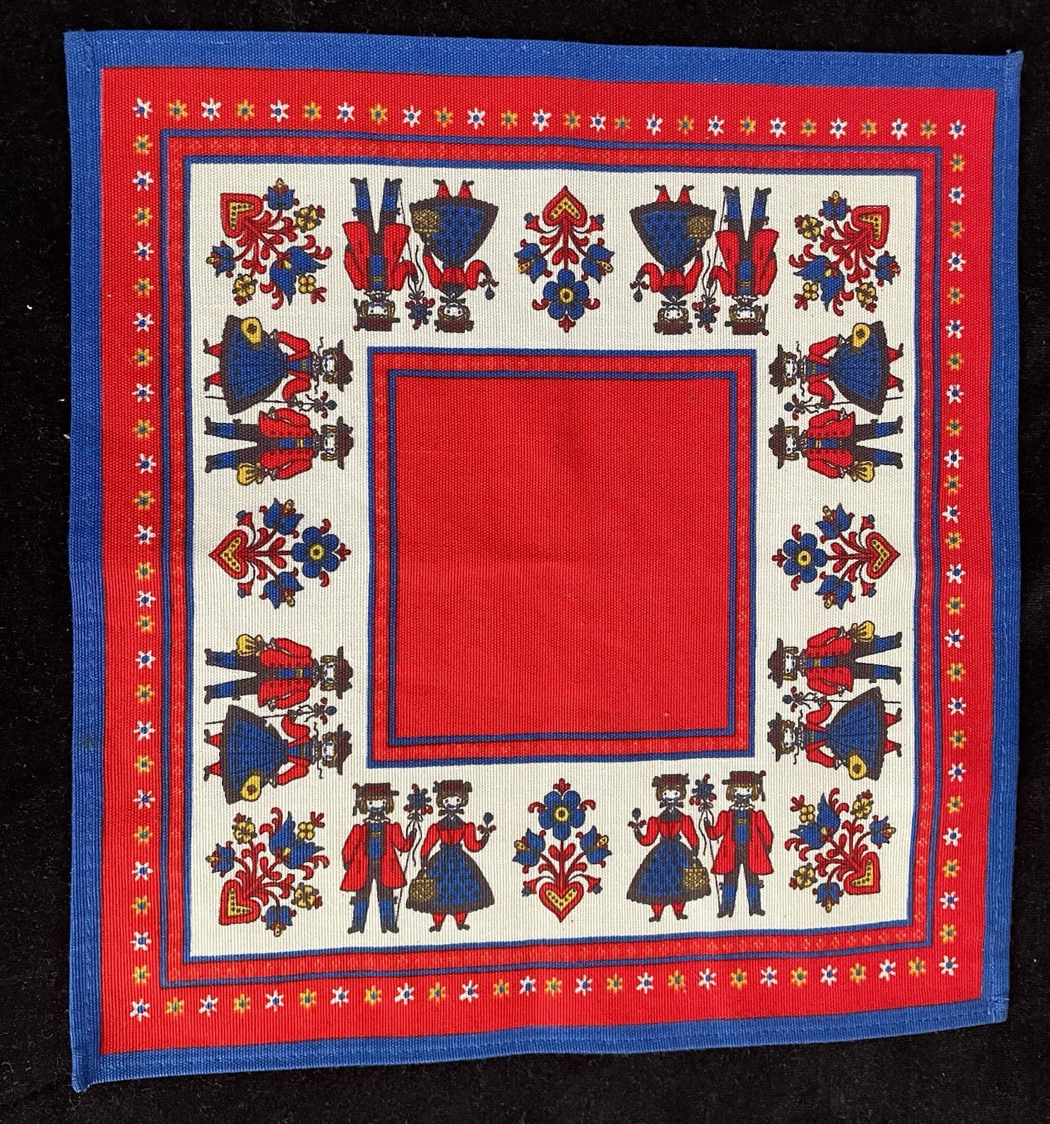 Vintage Dutch German  Handkerchief Table Sq Candle Mat Germany Tag cotton EUC