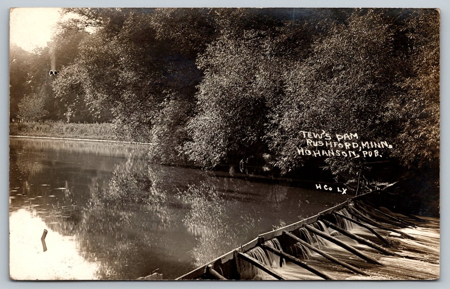 Vintage 1912 Tew's Dam Rushford Minnesota Real Photo Postcard RPPC