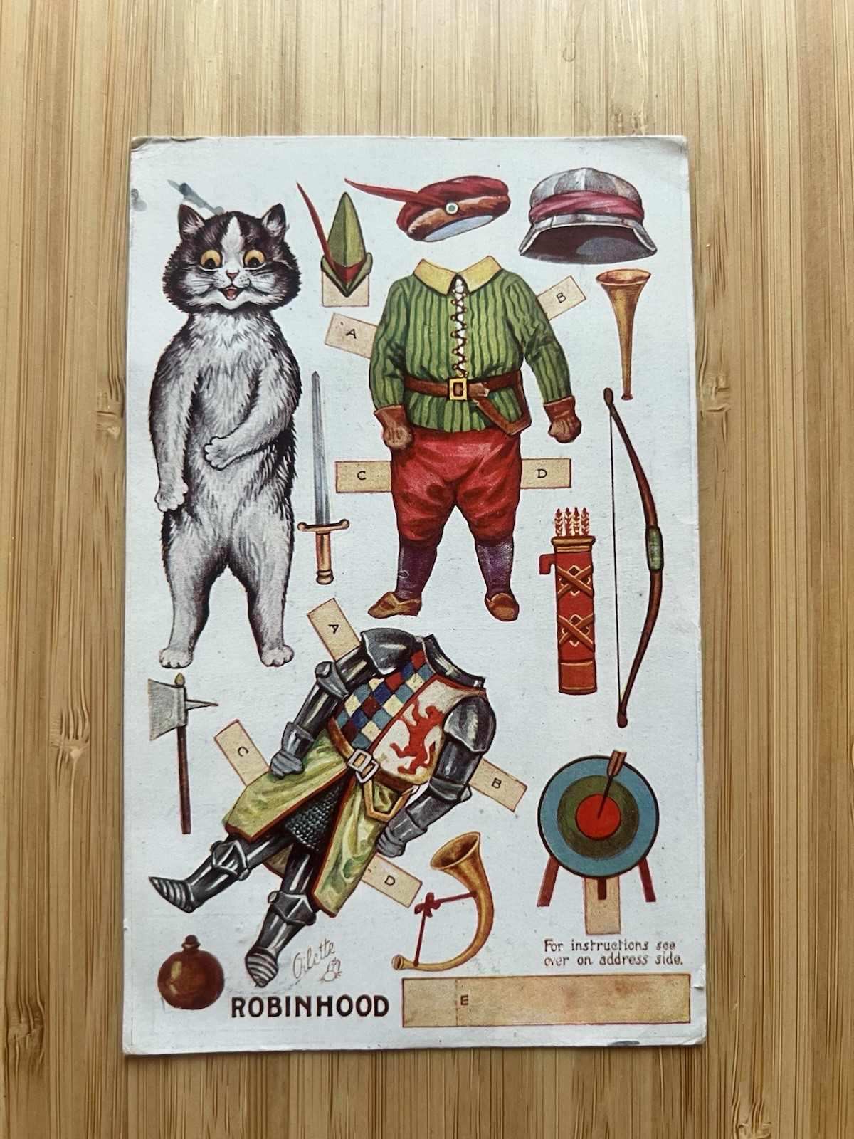 Antique Louis Wain Cat Postcard Robin Hood Tuck Oilette Dressing Dolls Uncut Antique Louis Wain Cat Postcard Robin Hood Tuck Oilette Dressing Dolls Uncut