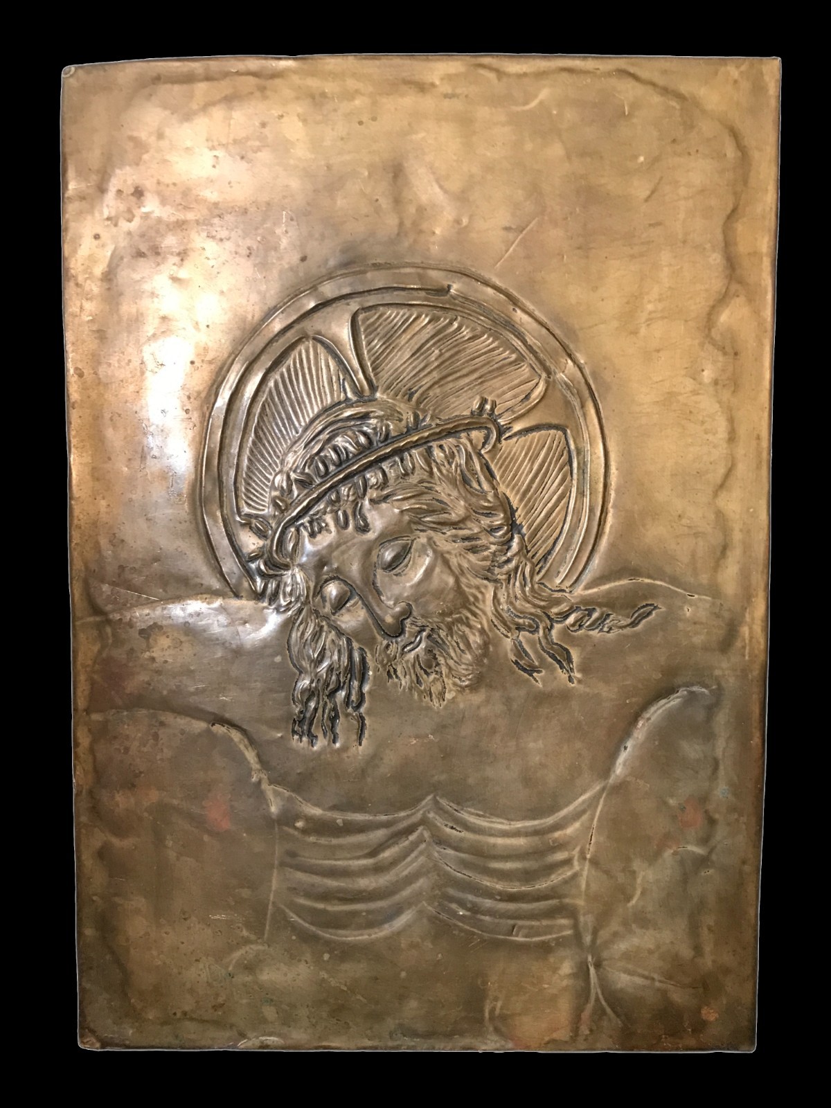 Christ Crucified Bas-relief Plaque, Art Deco