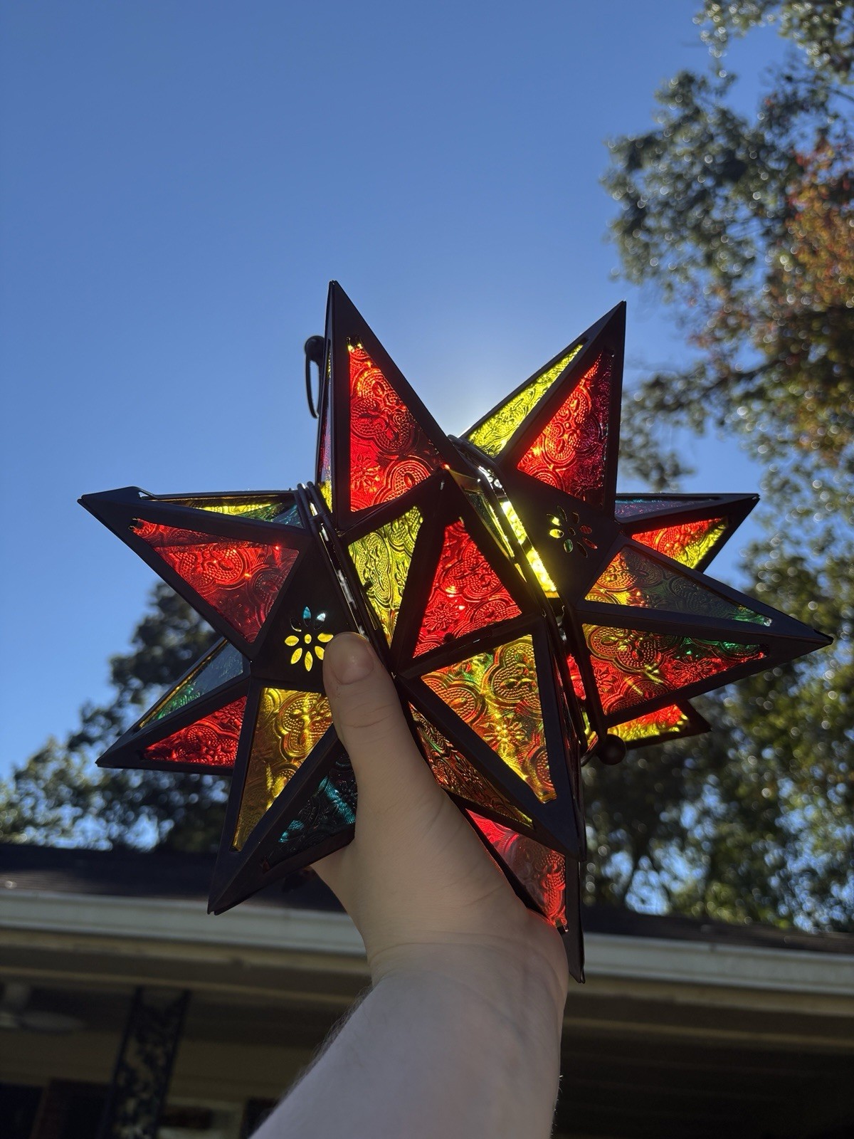 vintage stained glass star lantern 