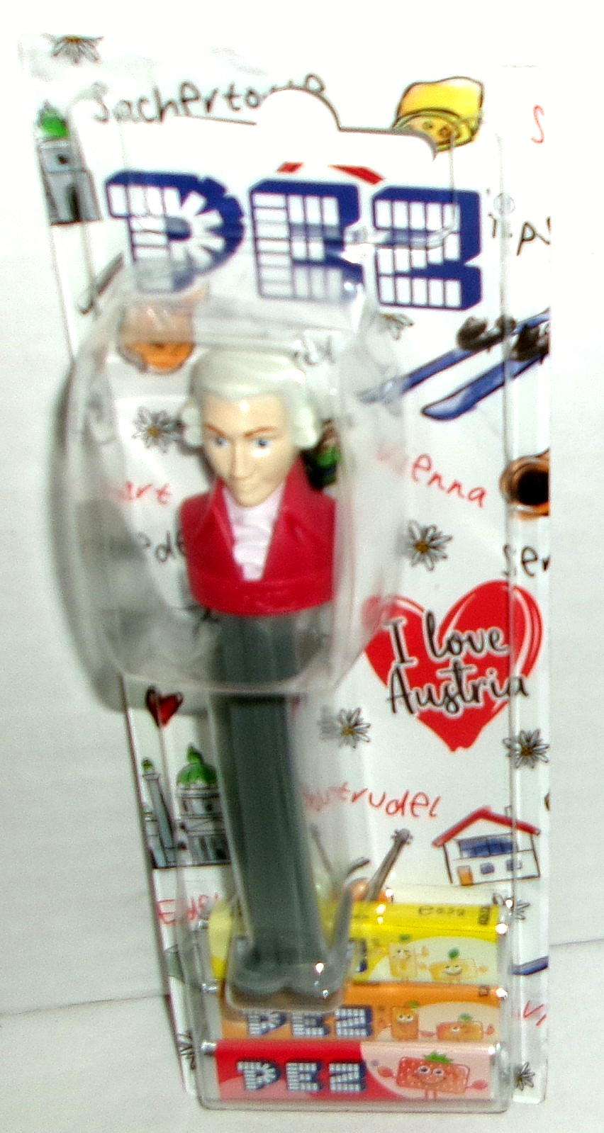 EUROPEAN Pez Dispenser ~ MOZART [Carded] ~ I LOVE AUSTRA