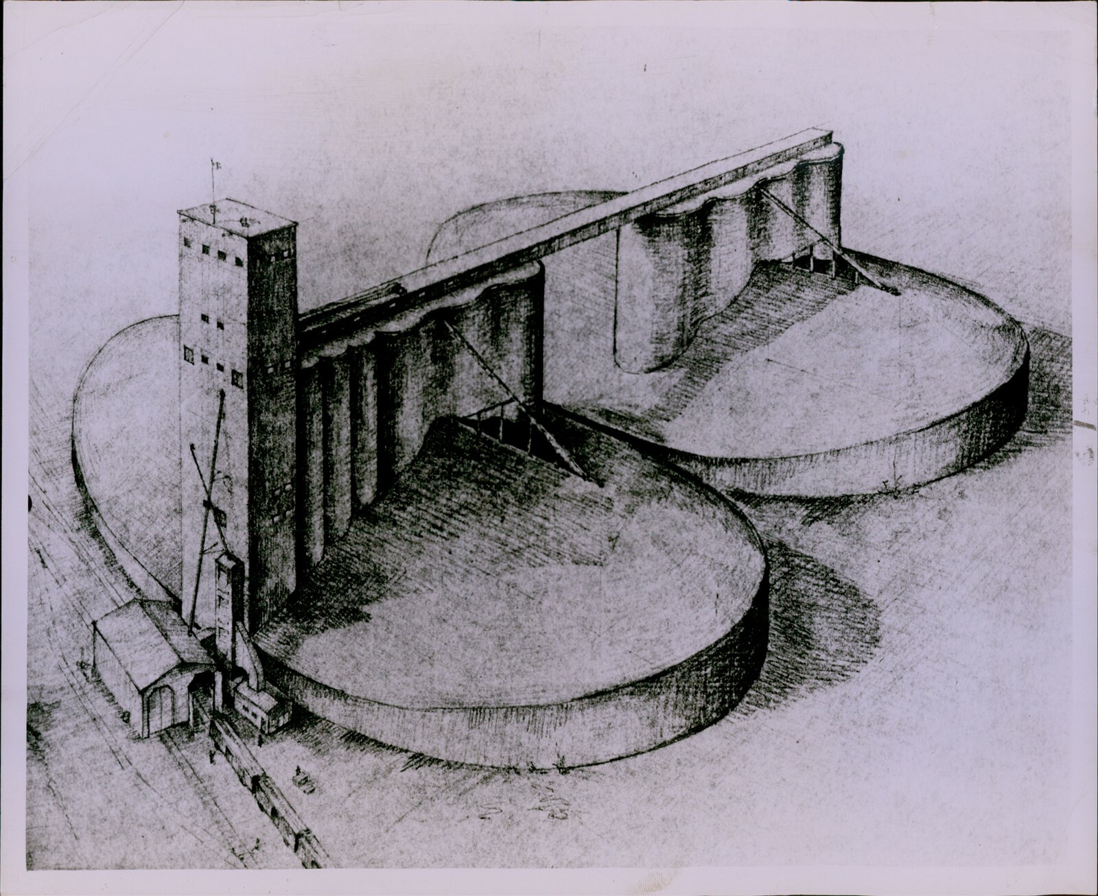 LG769 1952 Original Photo GRAIN STORAGE BINS Sketch Design Cargill Inc Minnesota LG769 1952 Original Photo GRAIN STORAGE BINS Sketch Design Cargill Inc Minnesota