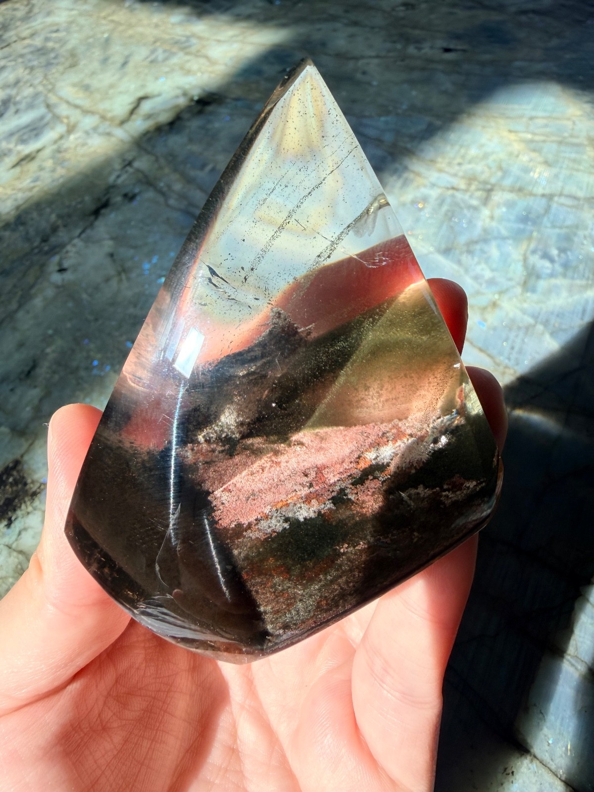 Green Chlorite Phantom Dream Quartz Free Form | Lodolite Garden Quartz