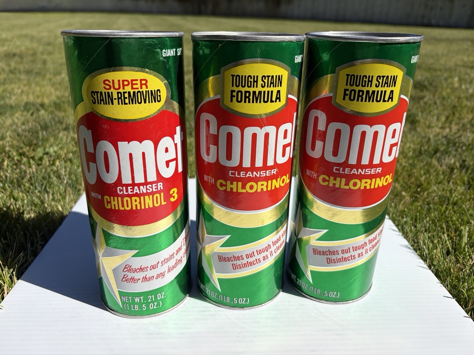 Lot of 3 COMET Cleanser Chlorinol 21oz ea Sealed vtg NOS Prop