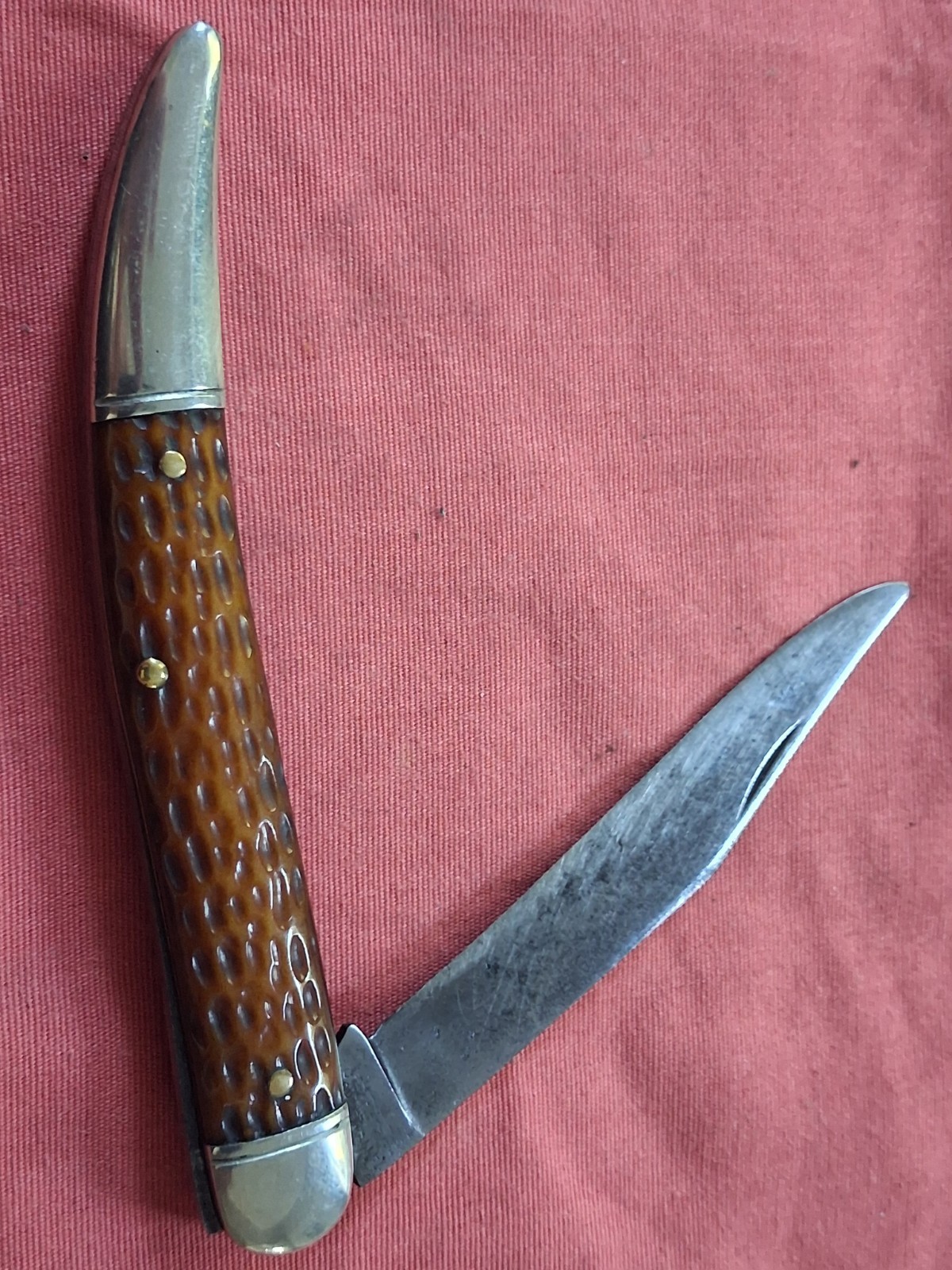 Vintage Cattaraugus 12144 Large Toothpick Green Bone Knife (Read Discription)