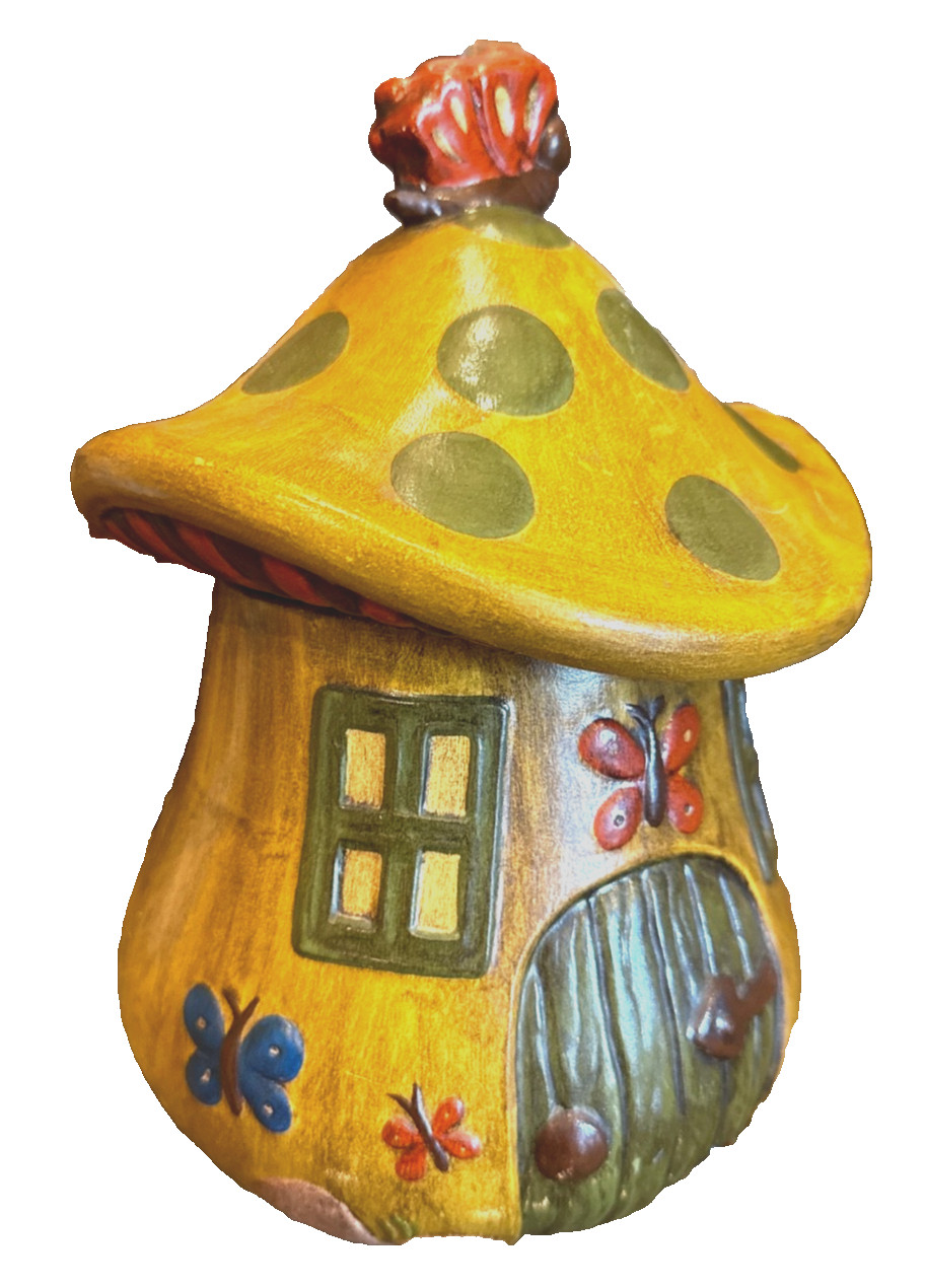 VTG Lefton Hand-painted Mushroom House Cookie Jar. Made in Italy. Delightful VTG Lefton Hand-painted Mushroom House Cookie Jar. Made in Italy. Delightful
