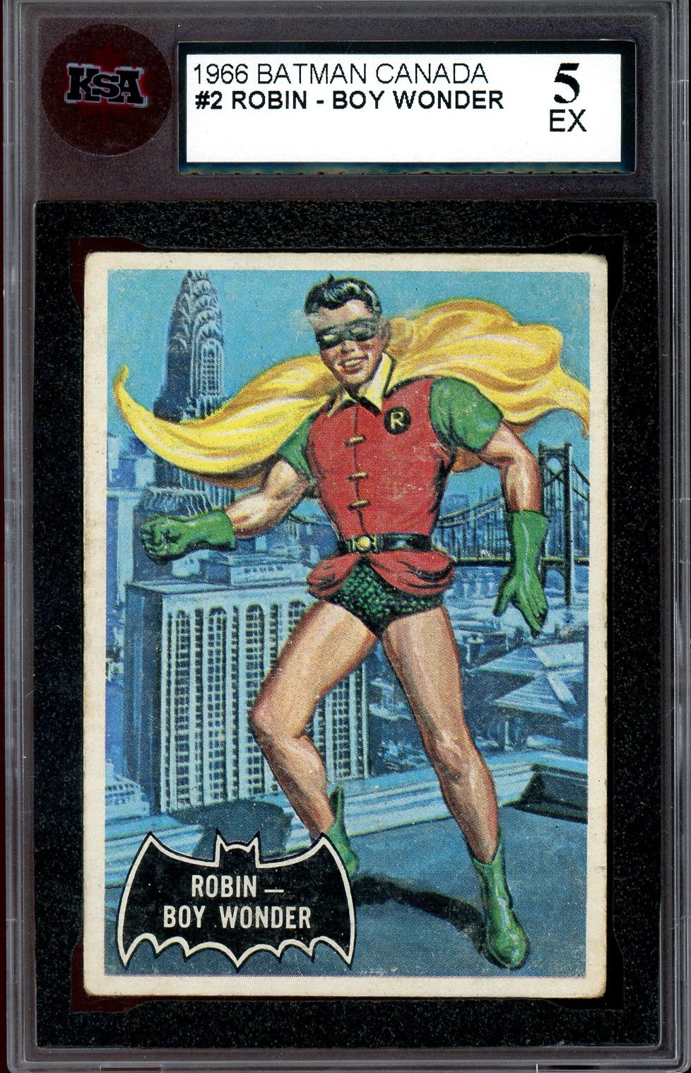 1966 TOPPS OPC Canada BATMAN BLACK BAT #2 Robin Boy Wonder KSA 5 EX 1966 TOPPS OPC Canada BATMAN BLACK BAT #2 Robin Boy Wonder KSA 5 EX