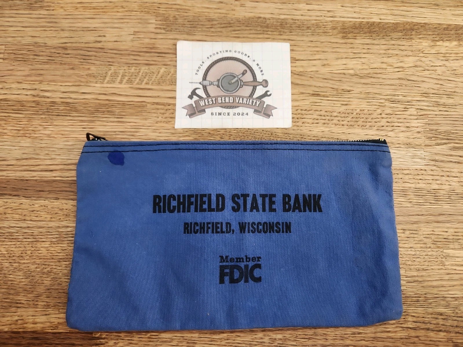 Richfield State Bank, Richfield, WI, Money Cash Bag, FDIC Richfield State Bank, Richfield, WI, Money Cash Bag, FDIC