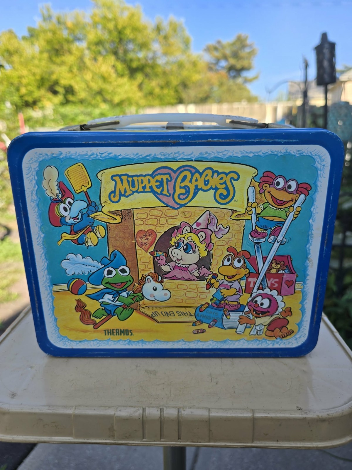 Vintage 1985 Jim Henson MUPPET BABIES Metal Lunch Box With Thermos- Kermit - Htf Vintage 1985 Jim Henson MUPPET BABIES Metal Lunch Box With Thermos- Kermit - Htf
