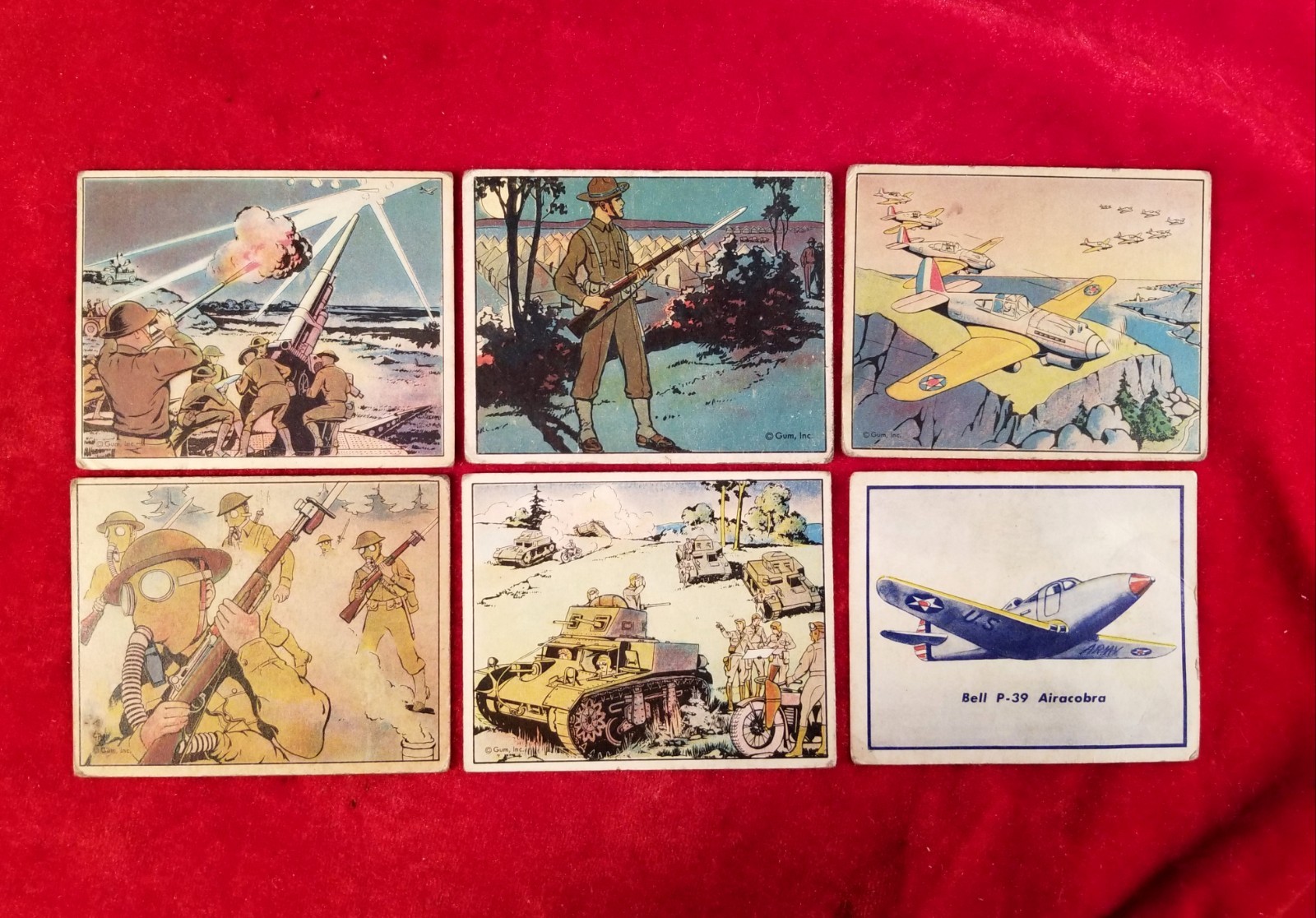 1941 Uncle Sam Gum Inc Army Marines Navy World War II Gas Mask 40s vtg Card Lot