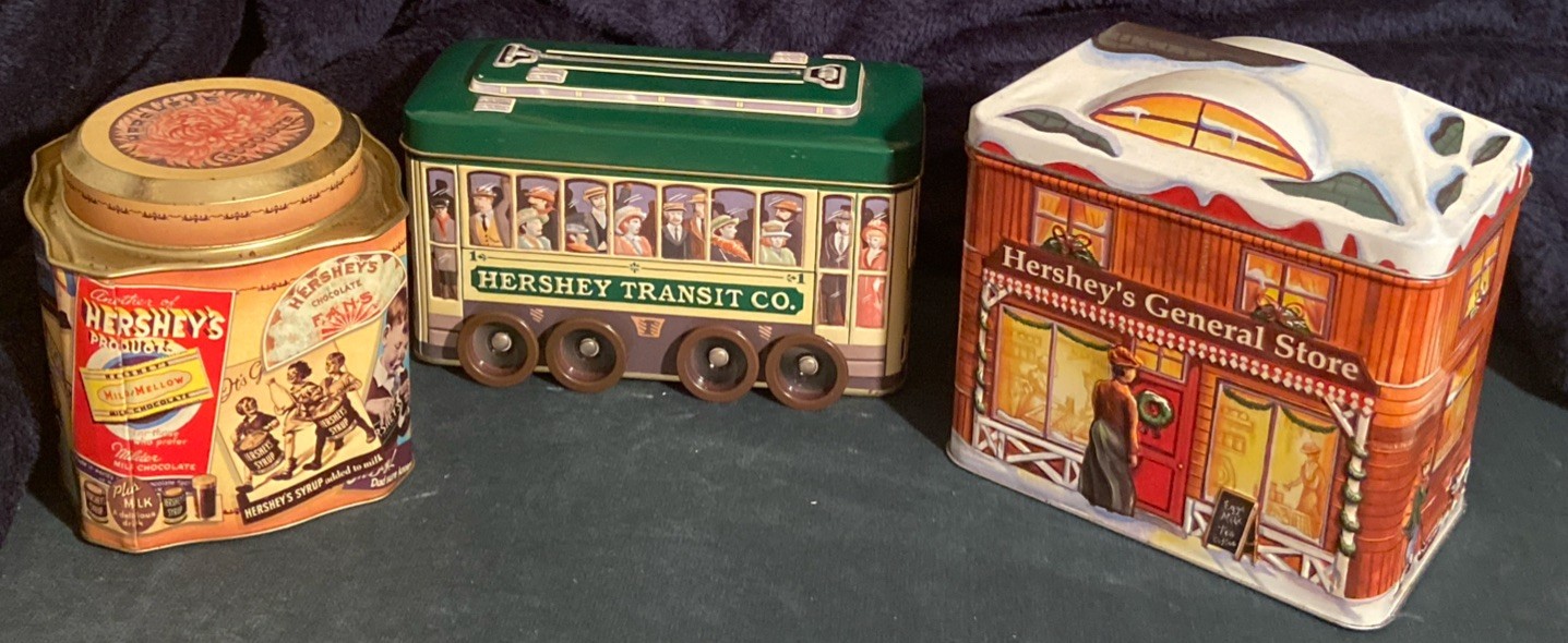 Vintage Hershey’s Lot of 3 Collectible Advertising Tins Yrs 1995 2002 2002