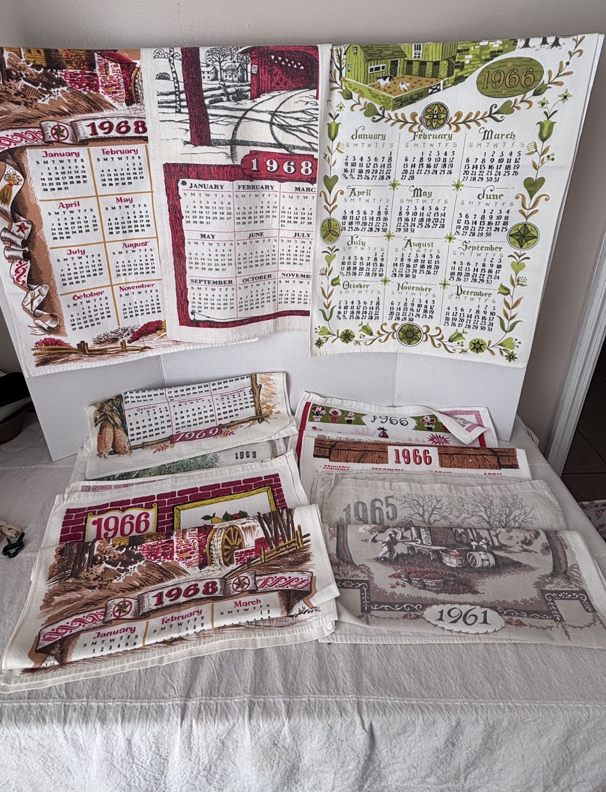 Vintage 60s Calendar Tea Towel Lot Vintage 60s Calendar Tea Towel Lot