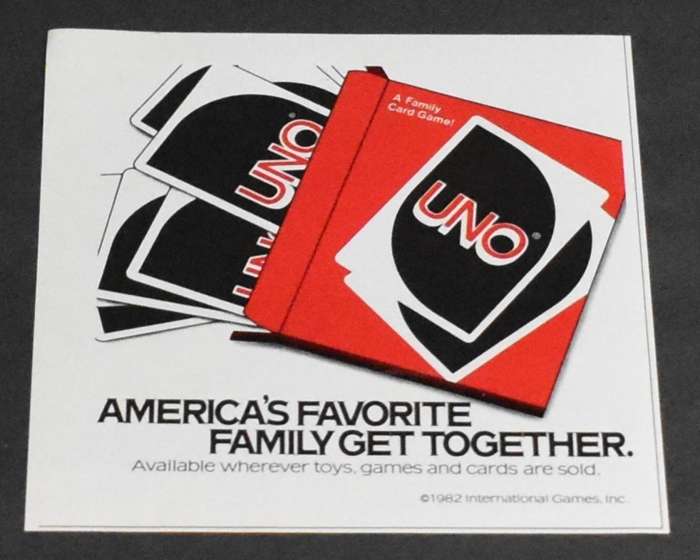 1982 Print Ad Uno America's Favorite Family Get Together Card Game Art