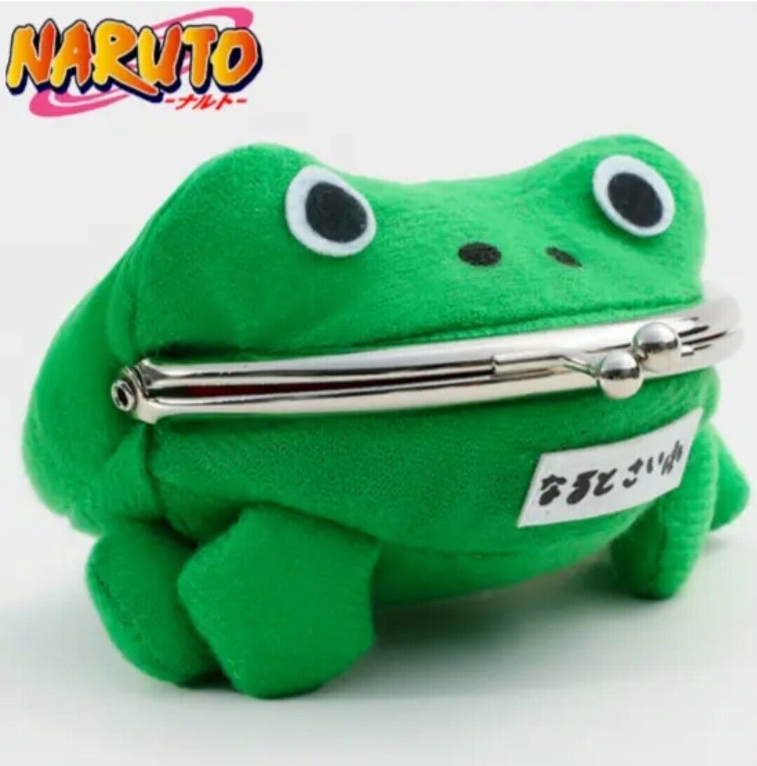 Naruto Gama-chan Green Frog Toad Coin Purse Wallet Money Bag Plush Toy 4”