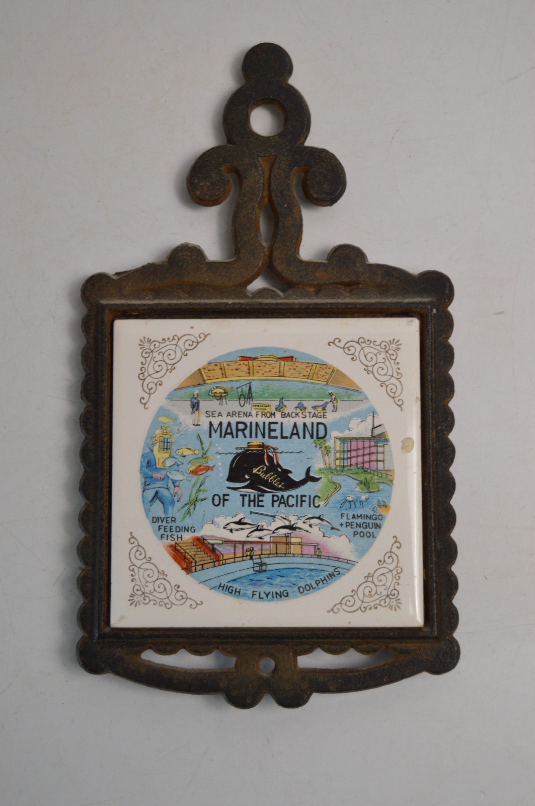 Vintage Marineland Of The Pacific Theme Park Cast Iron Trivet MCM Japan Vintage Marineland Of The Pacific Theme Park Cast Iron Trivet MCM Japan