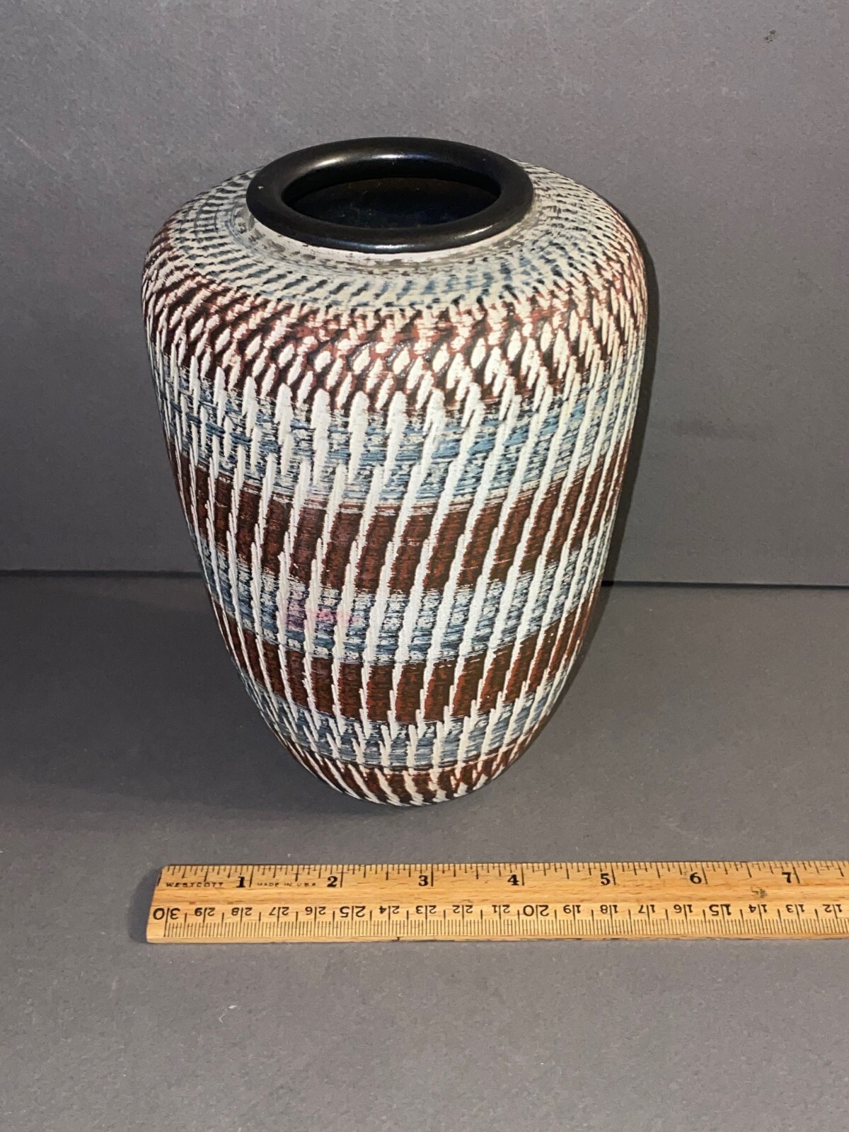 VTG HANDARBEIT GERMANY 54-48 MARKED UNGLAZED TEXTURED POTTERY CERAMIC VASE VTG HANDARBEIT GERMANY 54-48 MARKED UNGLAZED TEXTURED POTTERY CERAMIC VASE