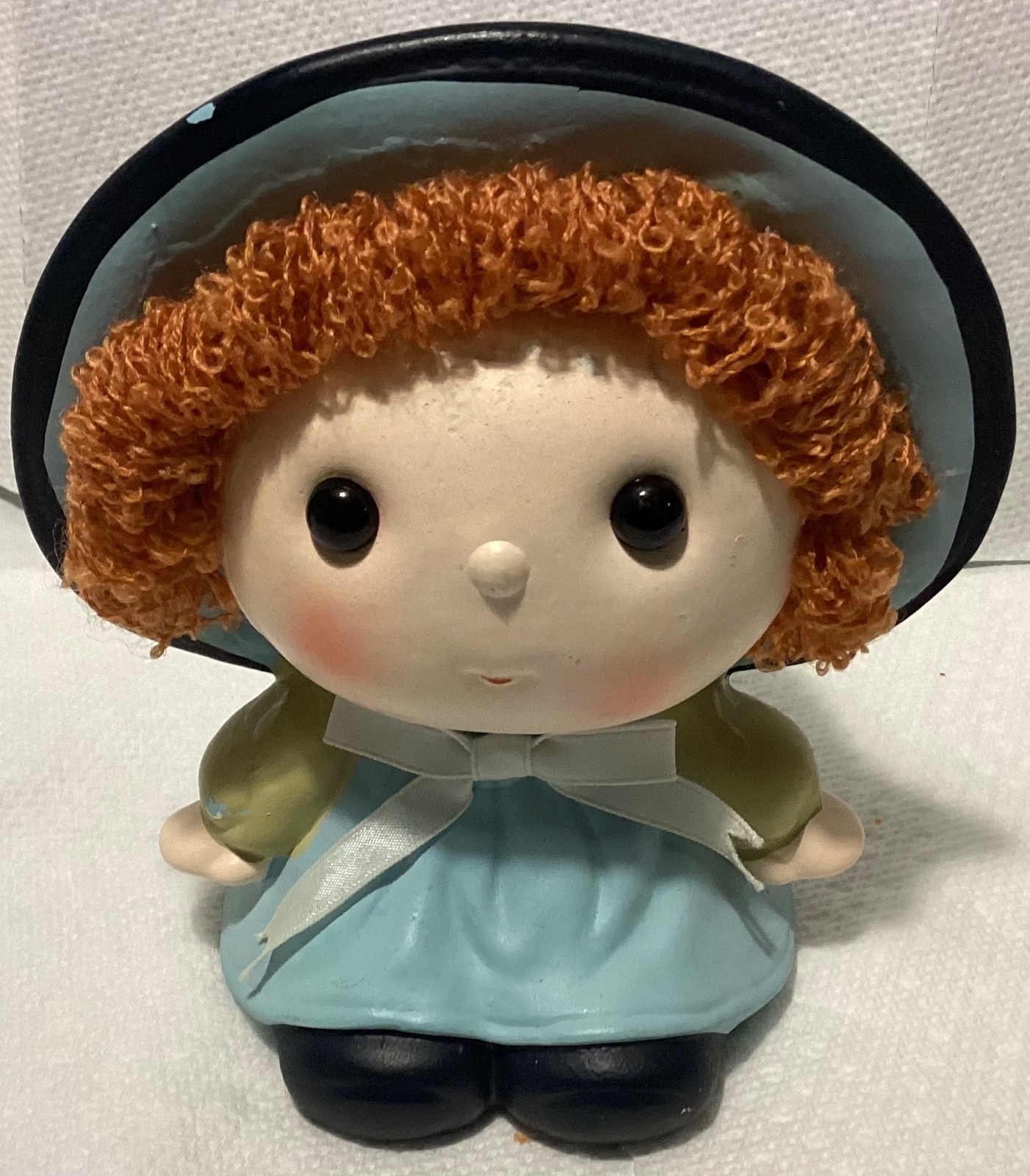 Vintage Bradley Exclusives Japan Big Eye Girl Coin Bank Yarn Hair Bonnet 5.5” Vintage Bradley Exclusives Japan Big Eye Girl Coin Bank Yarn Hair Bonnet 5.5”