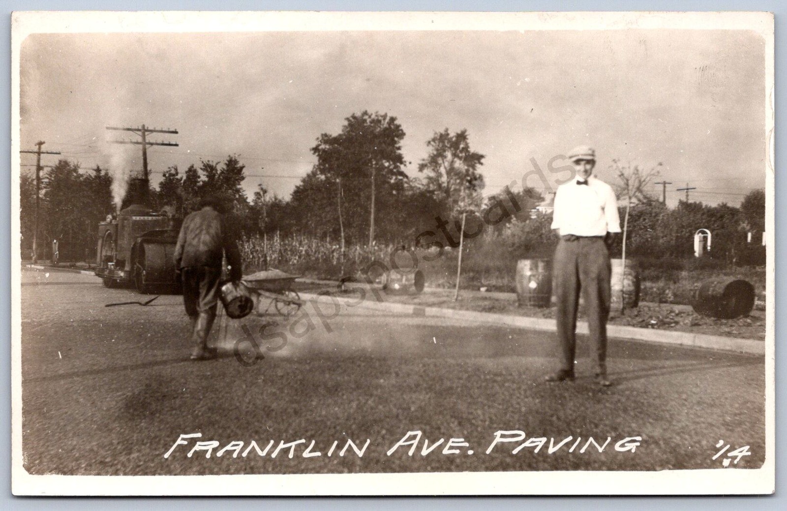 K28/ Lima Ohio RPPC Postcard c1910 Franklin Ave Paving Street Occupational 237 K28/ Lima Ohio RPPC Postcard c1910 Franklin Ave Paving Street Occupational 237