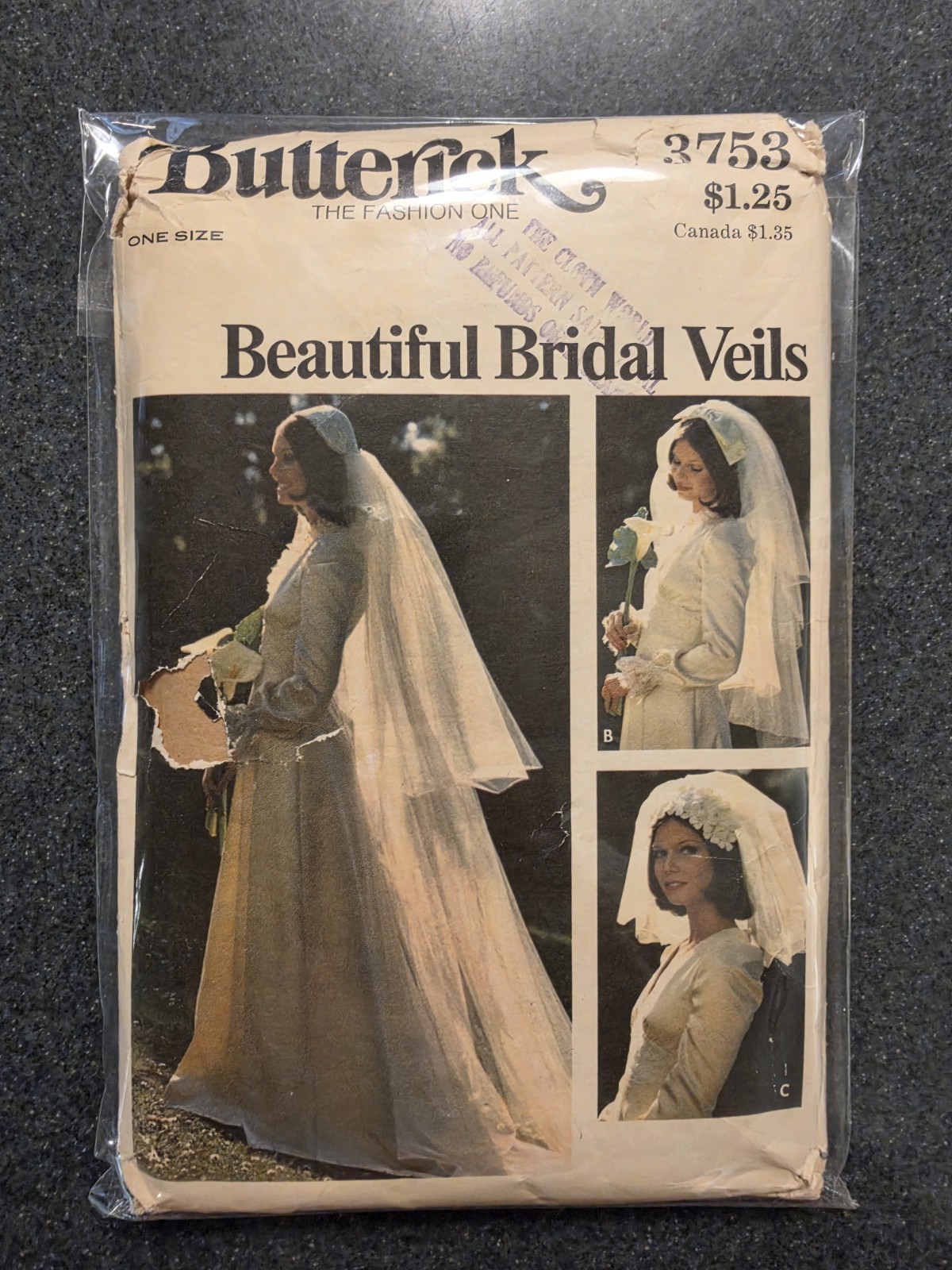 Butterick 3753 Bridal Veils Wedding Sewing Pattern Uncut 1970s Vintage Headpiece