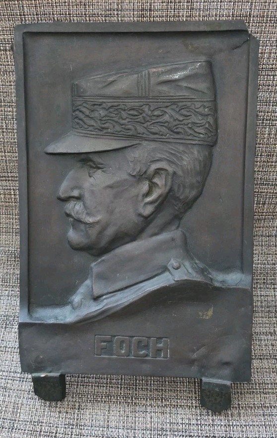 Rare WW I Military Hero Ferdinand Foch Bronze Plaque. 11\ Rare WW I Military Hero Ferdinand Foch Bronze Plaque. 11\
