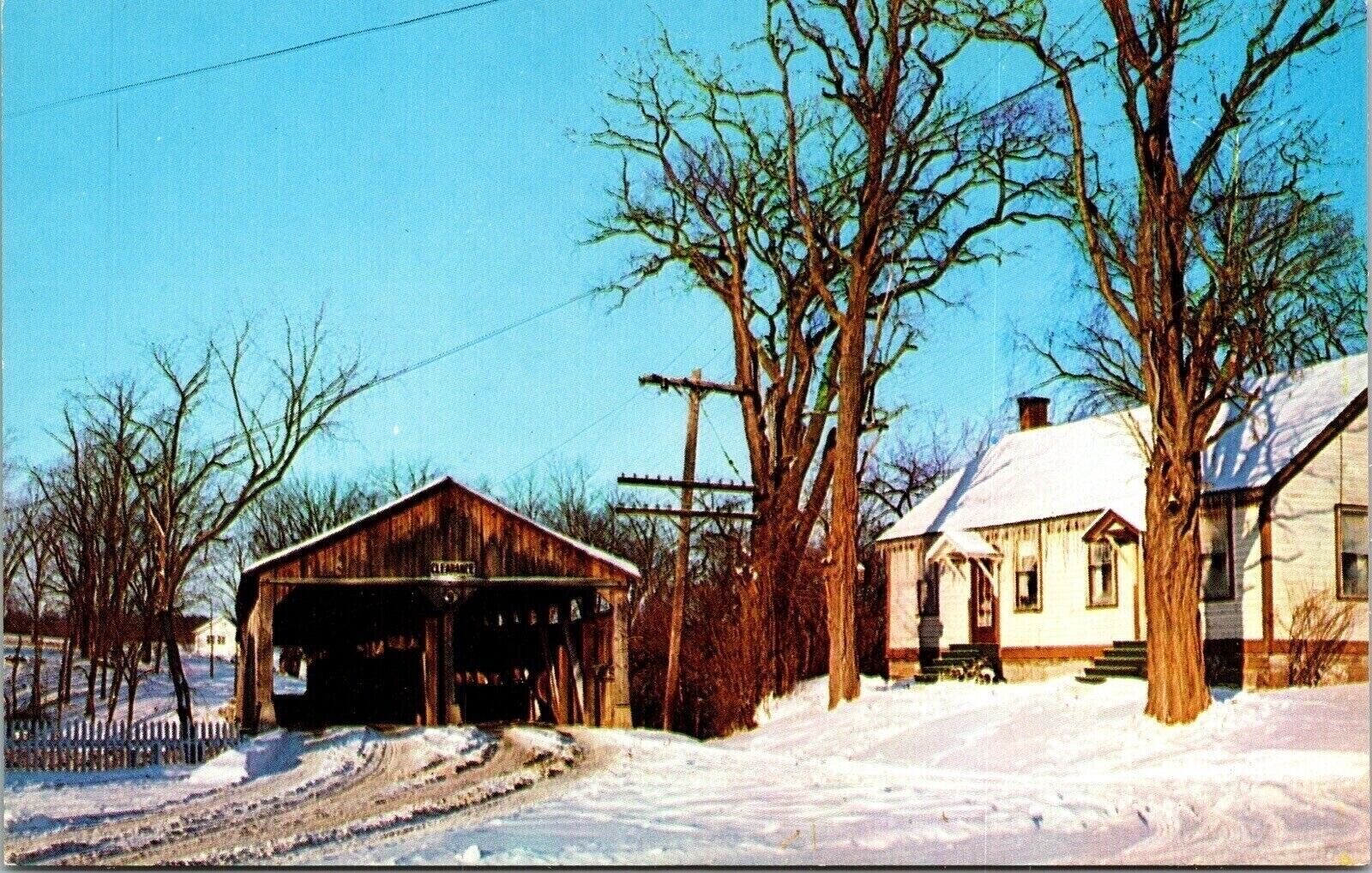 Pulp Mill Bridge Otter Creek Middlebury Vermont VT Addison County Snow Postcard
