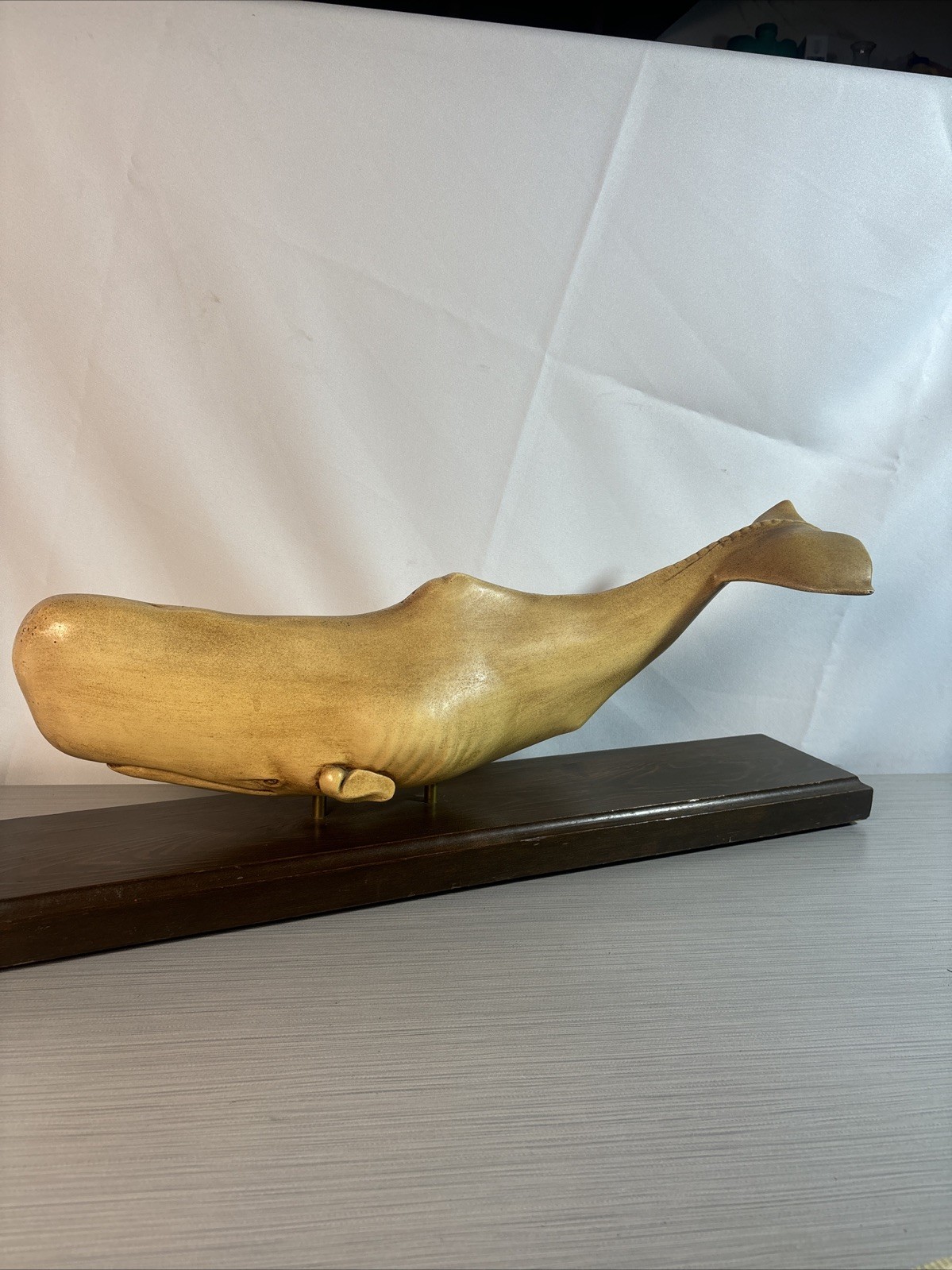 Vintage Sperm Whale Moby Dick Folk Art Mid Century Souvenir 10lb 3D Sculpture