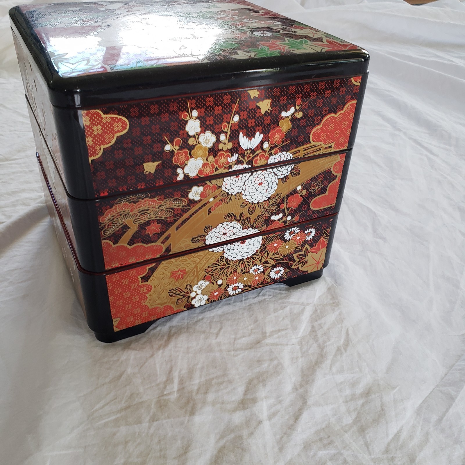 Vintage Japanese 3 Tier Jubako Bento Box Lacquerware Stacking Food Storage Vintage Japanese 3 Tier Jubako Bento Box Lacquerware Stacking Food Storage