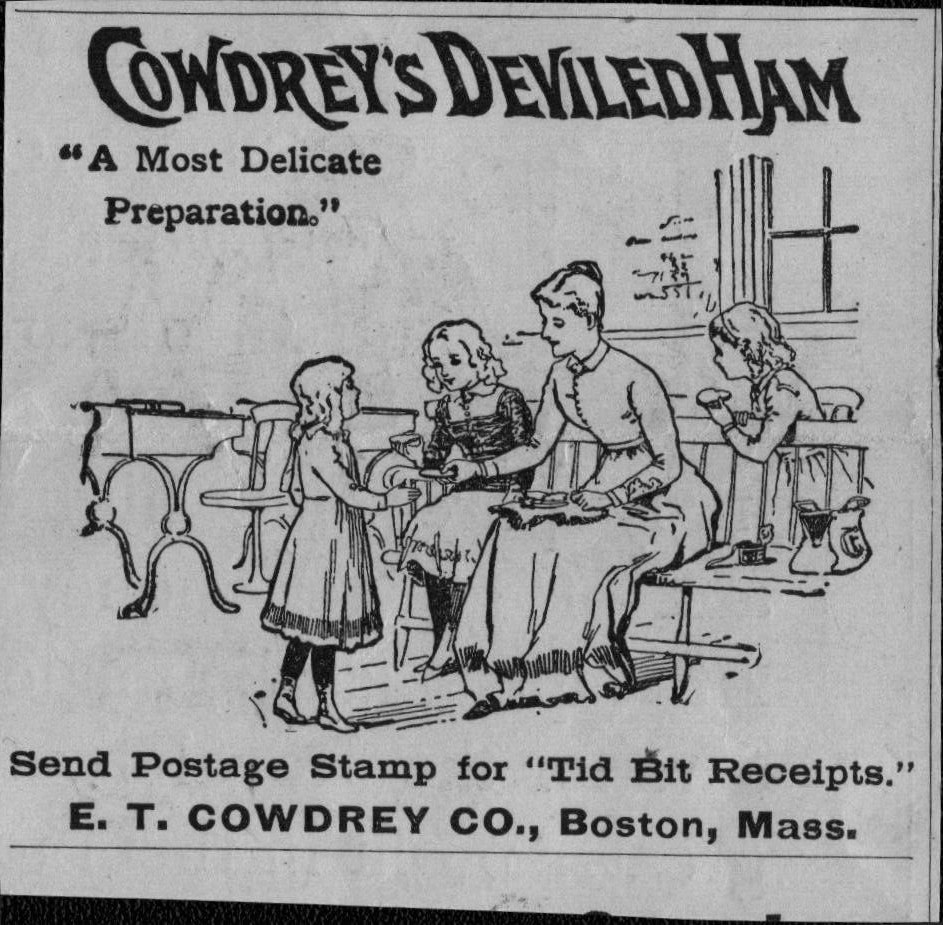 1891 Cowdrey's Deviled Ham E.T. Cowdrey Original Print AD 1891 Cowdrey's Deviled Ham E.T. Cowdrey Original Print AD