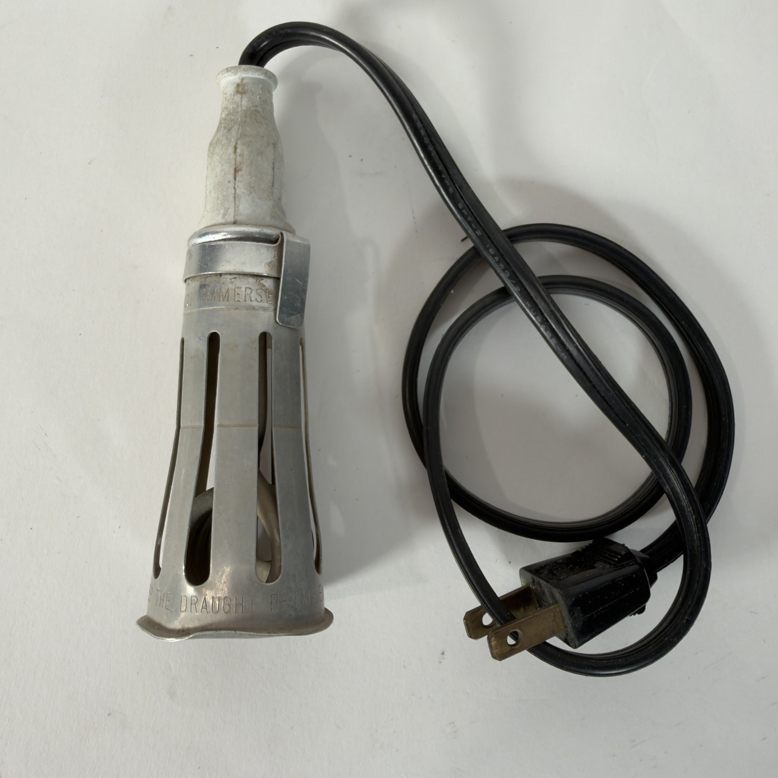 Vintage Electric Immersion Heater Metal Guard Ceramic Handle Cord Untested