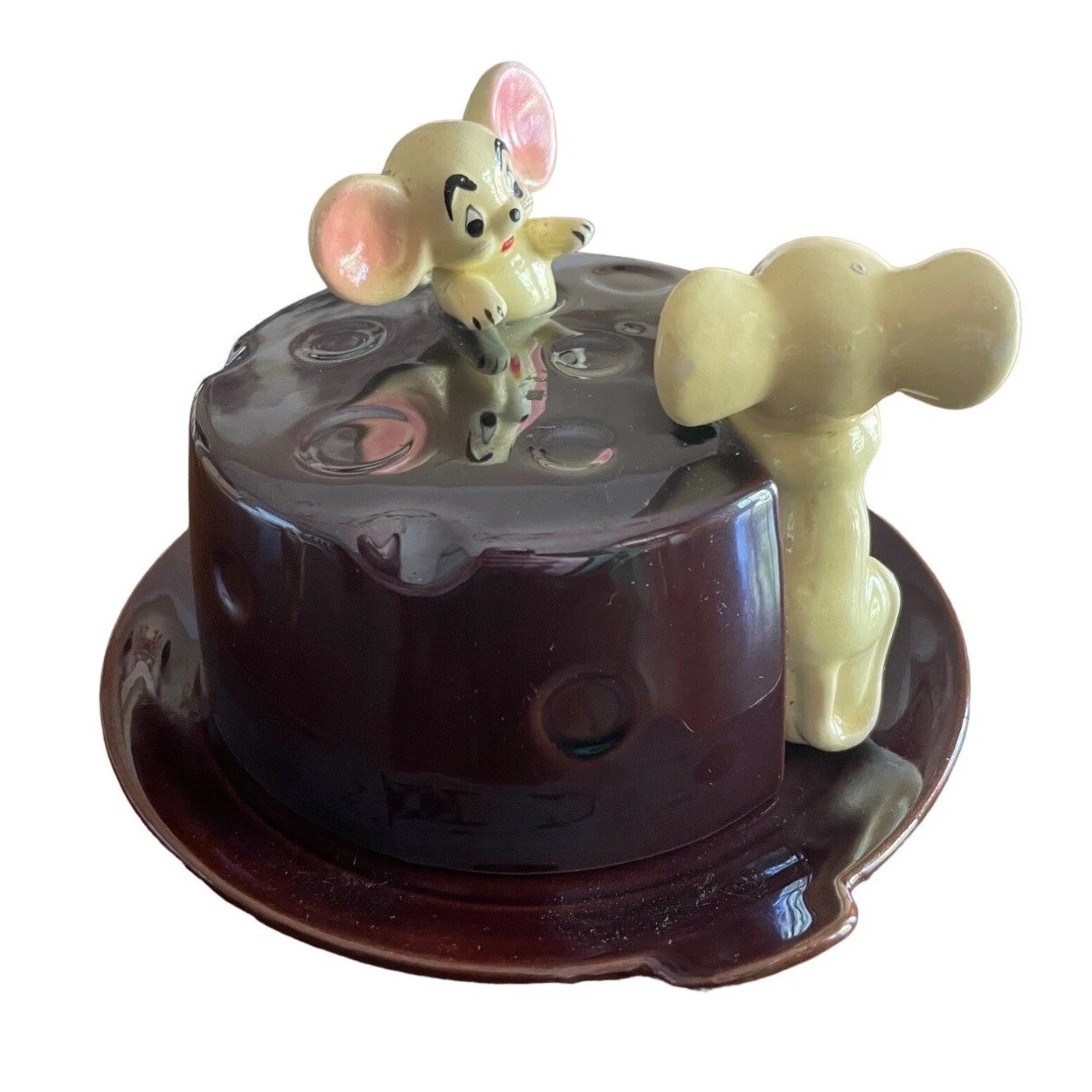 Vintage Mouse Cheese Tray With Lid Cover Mice Made In Japan 3D MCM Vintage Mouse Cheese Tray With Lid Cover Mice Made In Japan 3D MCM