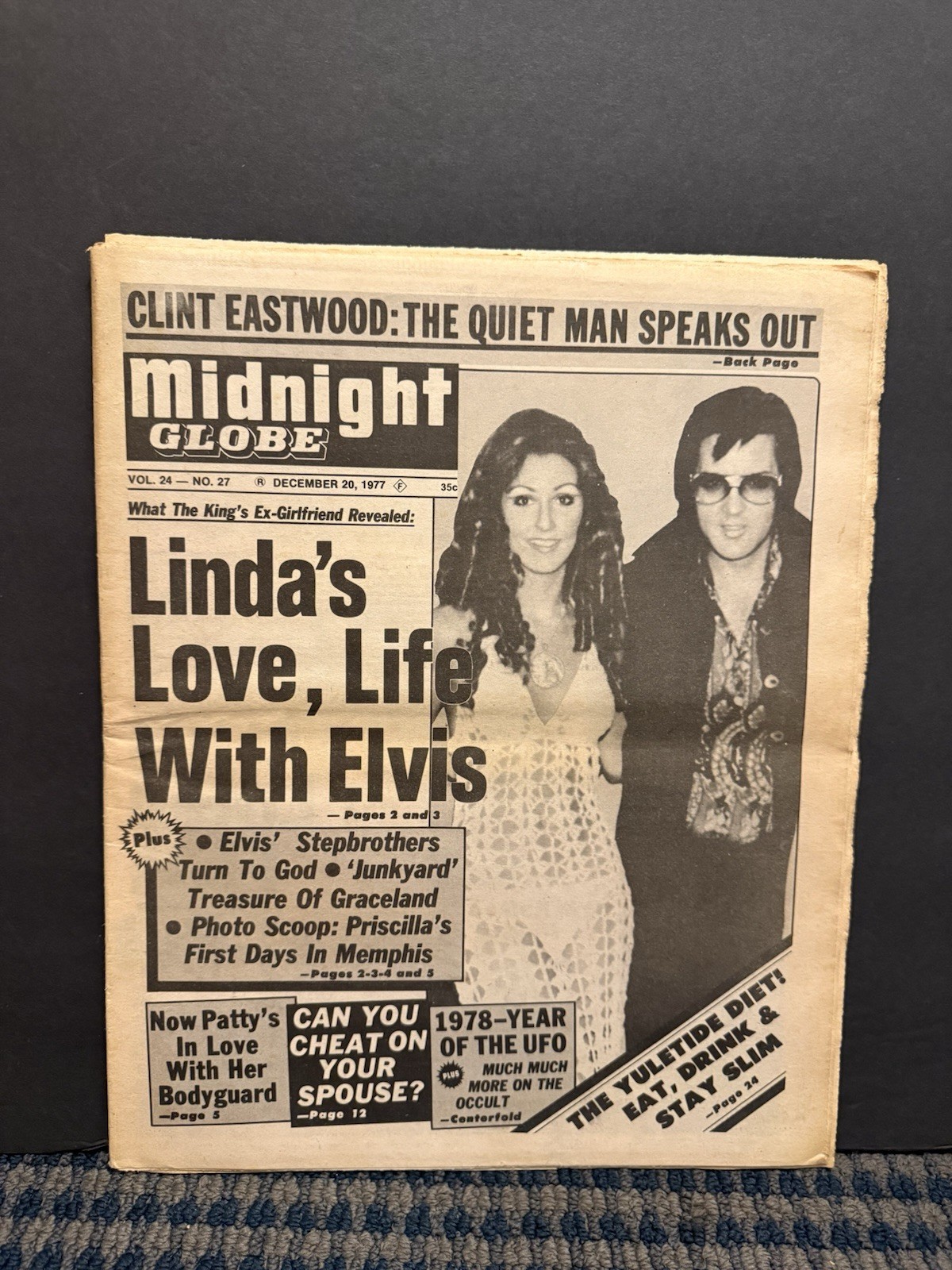 1977 Dec 20 Midnight Globe Newspaper, UFO, Linda Thompson, Elvis (VRN10J)-1 1977 Dec 20 Midnight Globe Newspaper, UFO, Linda Thompson, Elvis (VRN10J)-1