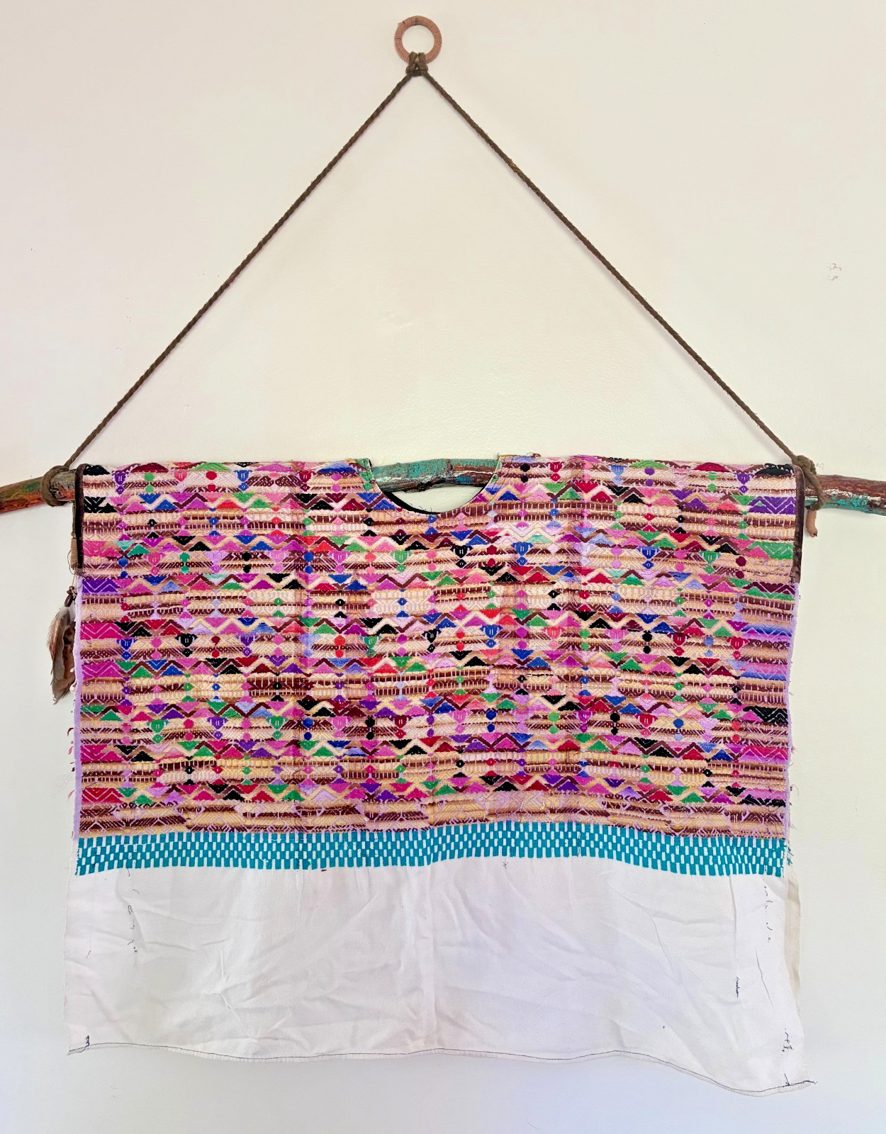 Vintage Guatemalan Huipil Textile • Handwoven Embroidered Panel • Boho Wall Art