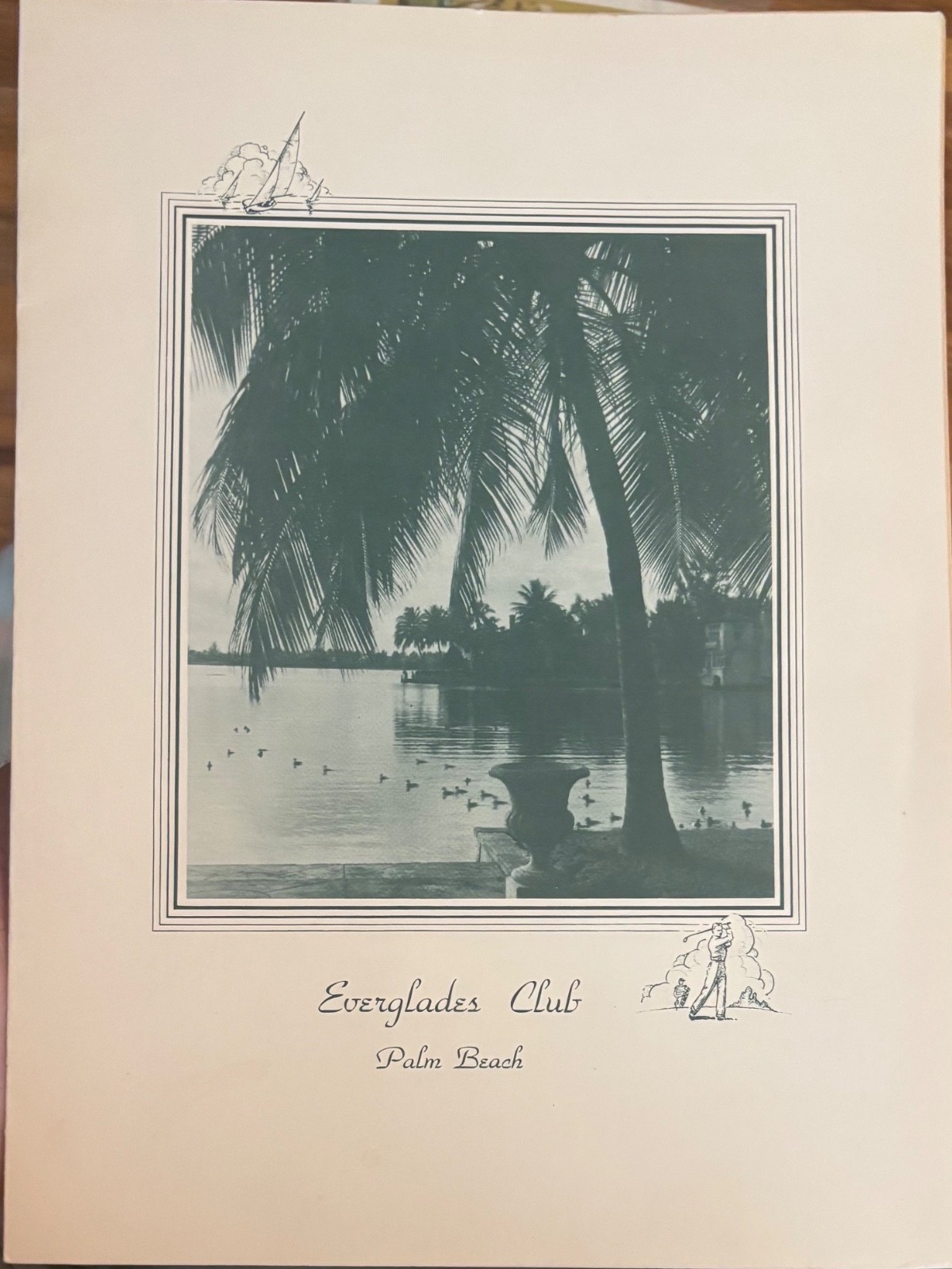 Vintage 1943 Palm Beach Florida Everglades Club Menu