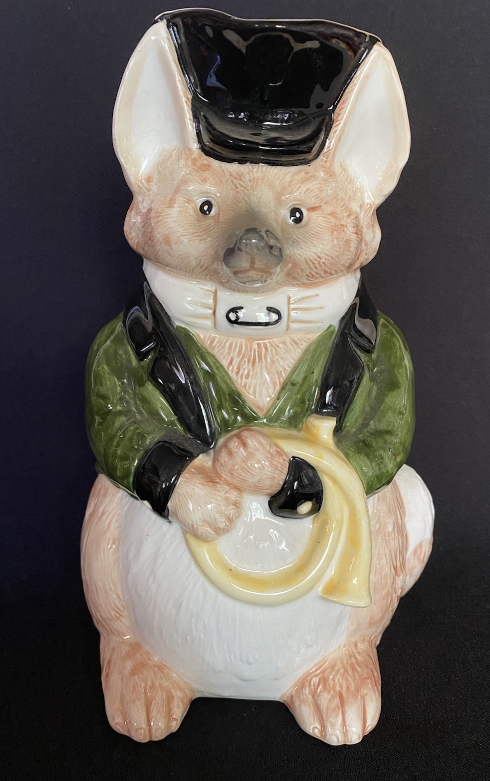 Vtg 1986 Fitz & Floyd Fox Pitcher Sir Algeron Hand Painted Japan Cracked Handle
