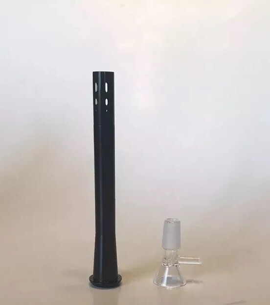 Aluminum Downstem 19mm/14mm Black With Clear 14mm Bowl Unbreakable 7 Sizes