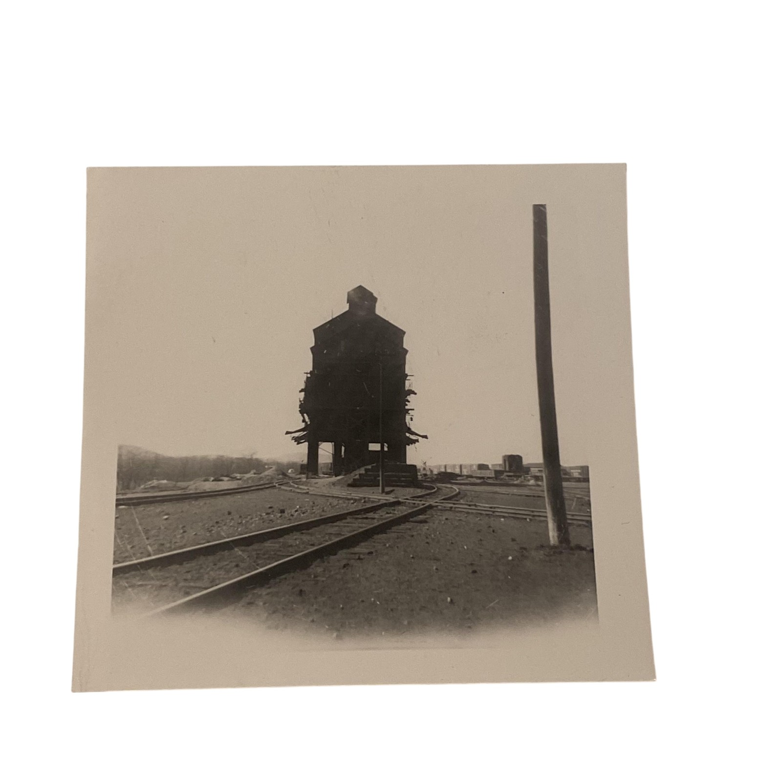 Vtg Norry PRR Railroad Yard Coal Tower Photo 3.25x3.25 B&W Original