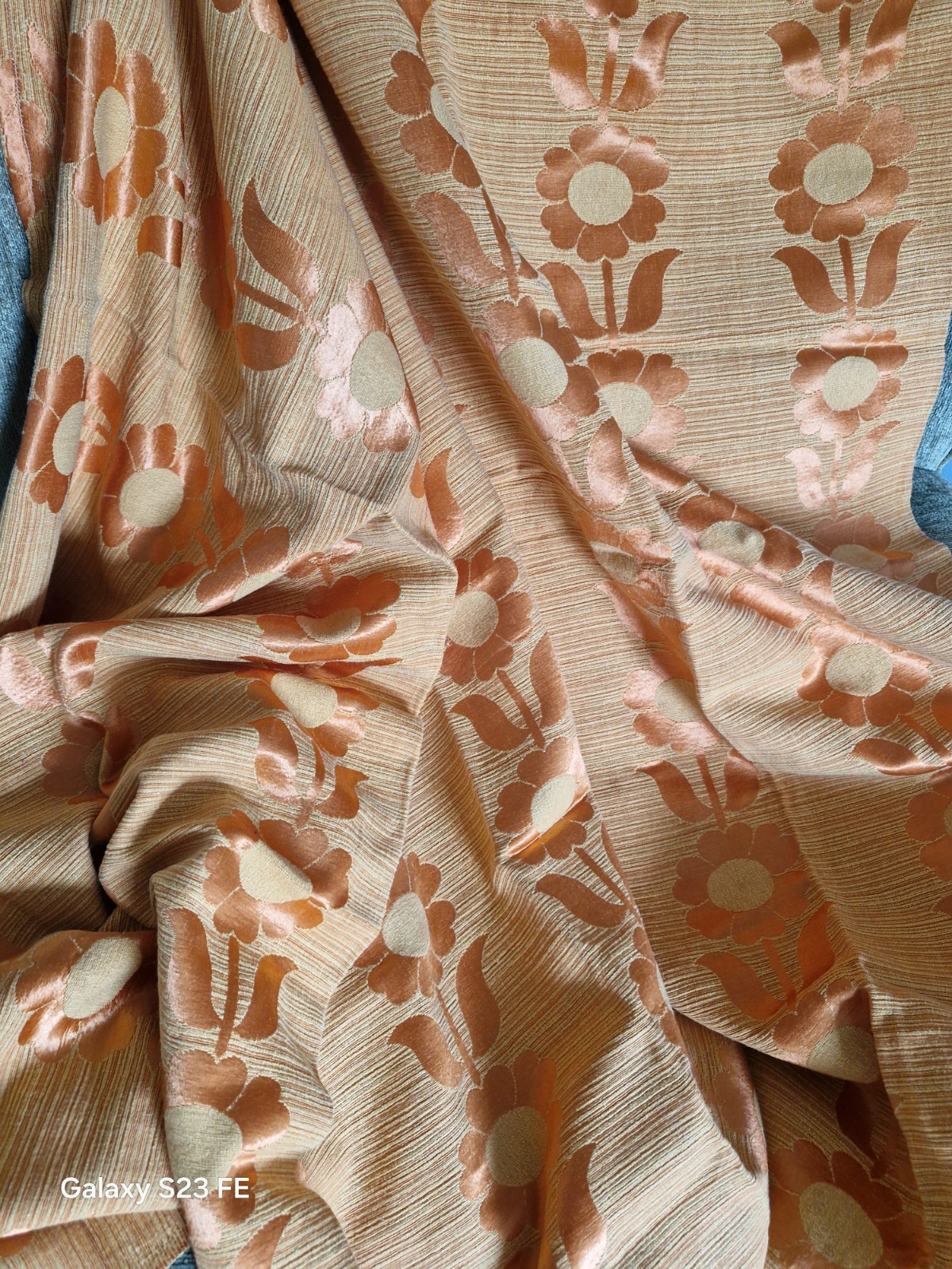 Beautiful Vintage 1970's Orange Flower Power Pair of Curtains 145L x 120W VGC Beautiful Vintage 1970's Orange Flower Power Pair of Curtains 145L x 120W VGC