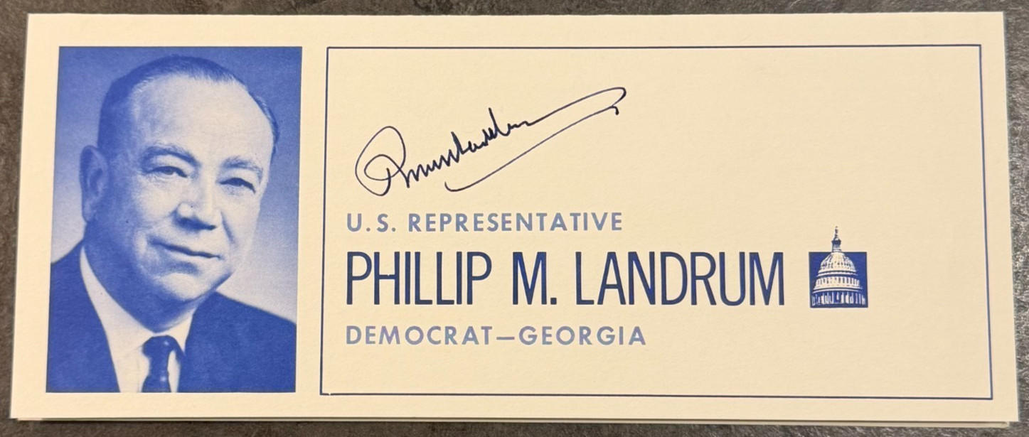 PHILLIP M LANDRUM Signed Brochure US Congressman Georgia Landrum Griffin
