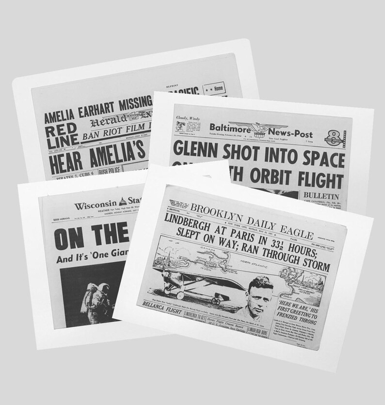 Four Newspaper Reprints - Air and Space Exploration Pack