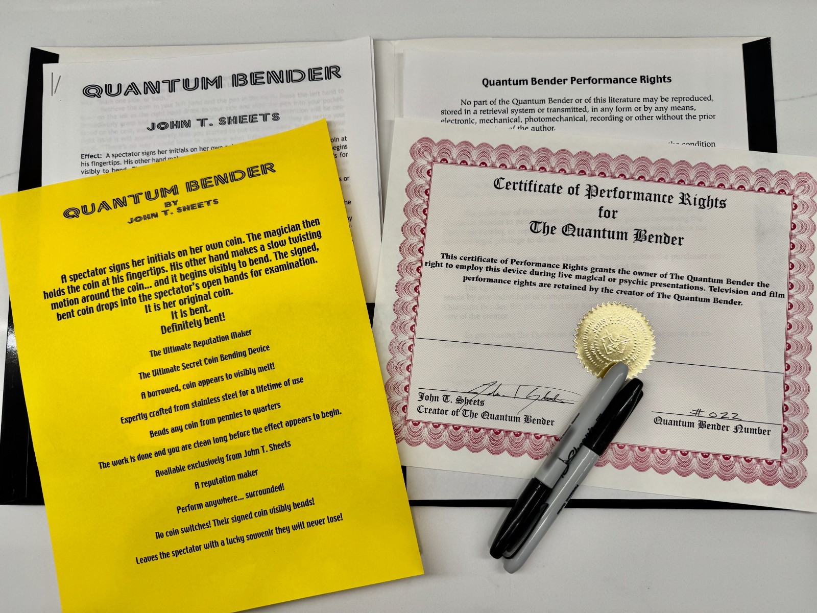 RARE Original John T. Sheets Quantum Bender - Cert. #022, Best Coin Bender